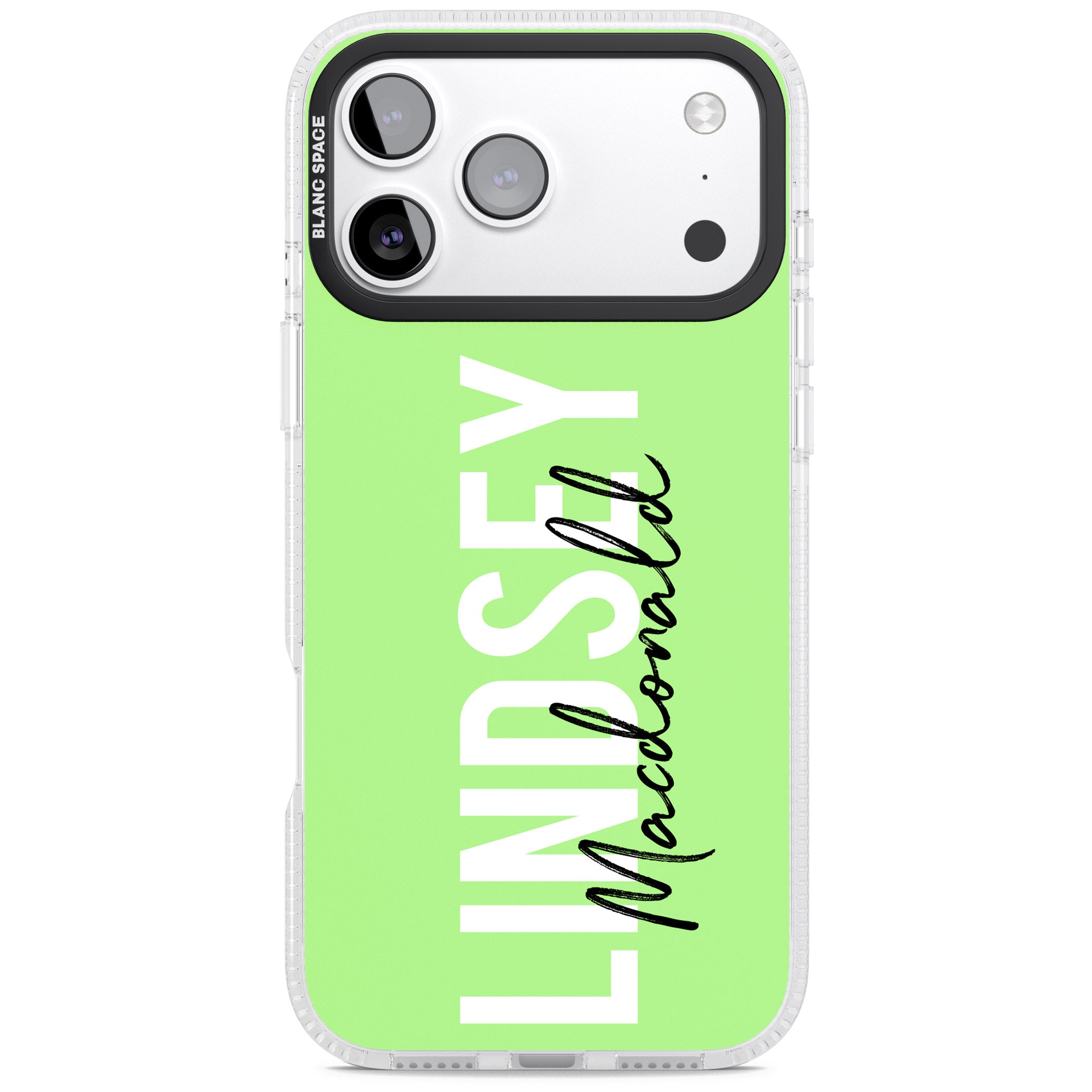Personalised Bold Name: Lime iPhone 17 Pro Impact Air Clear Phone Case