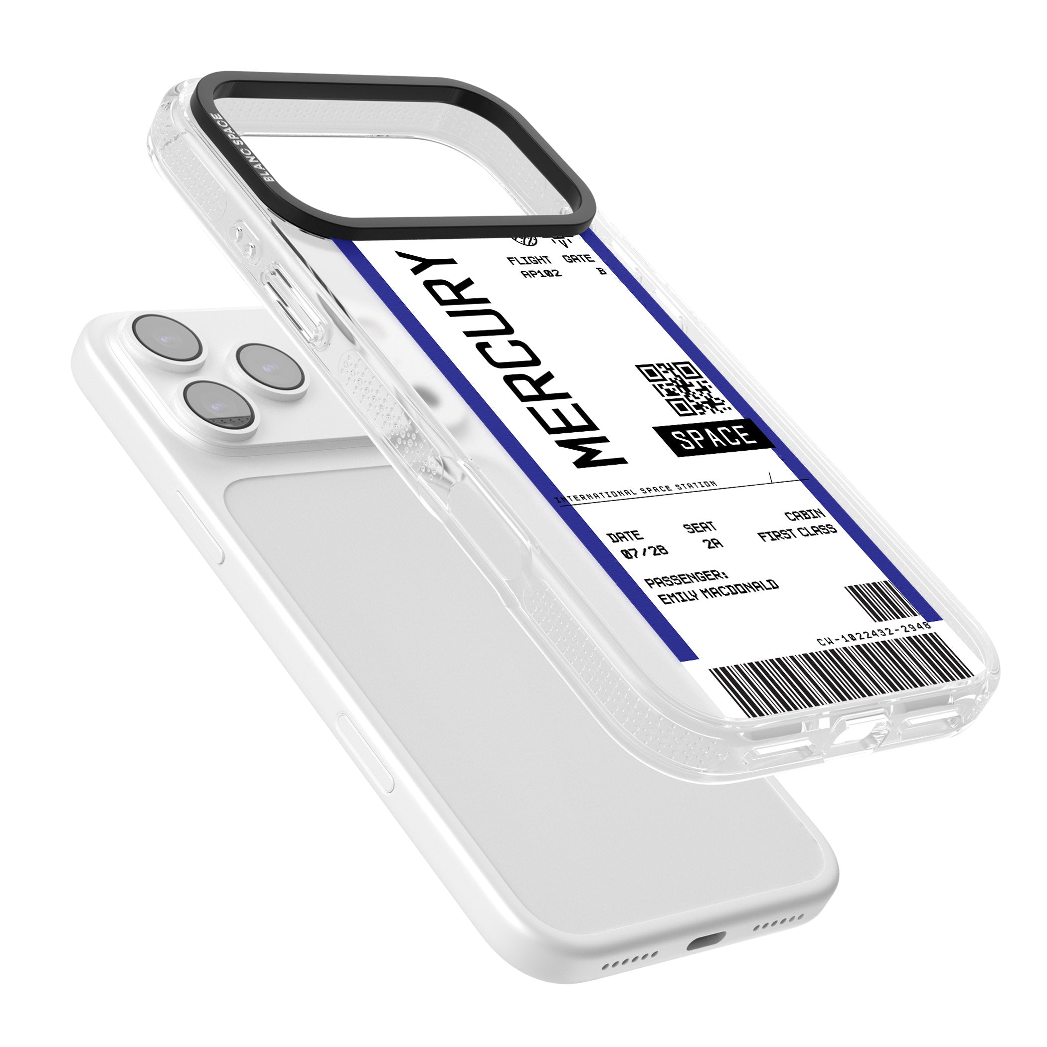 Personalised Mercury Travel Ticket iPhone 17 Pro Impact Air Clear Phone Case Colours