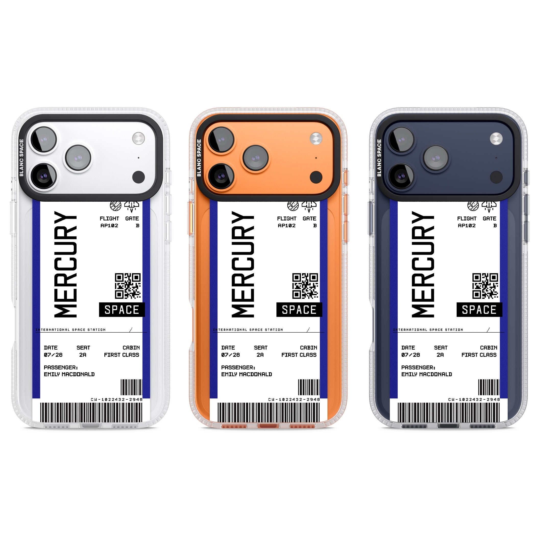 Personalised Mercury Travel Ticket iPhone 17 Pro Impact Air Clear Phone Case APT Impact Protection