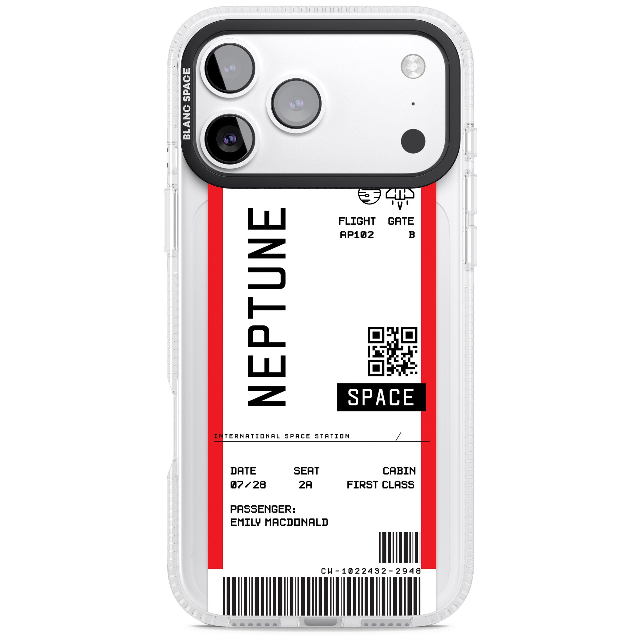 Personalised Neptune Travel Ticket iPhone 17 Pro Impact Air Clear Phone Case