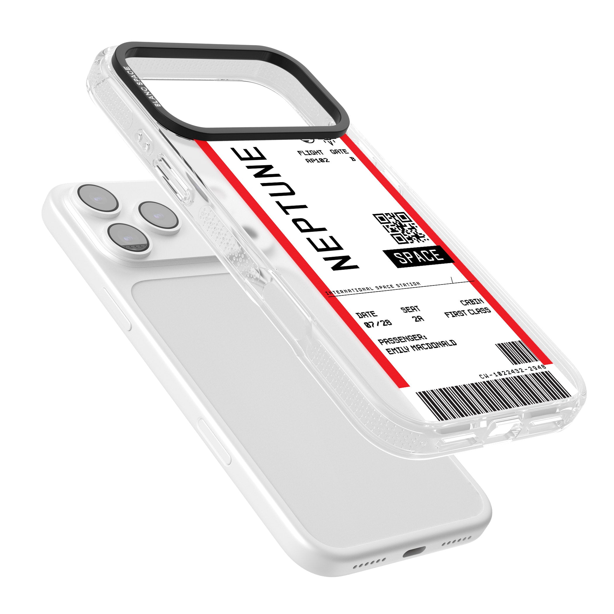 Personalised Neptune Travel Ticket iPhone 17 Pro Impact Air Clear Phone Case Colours