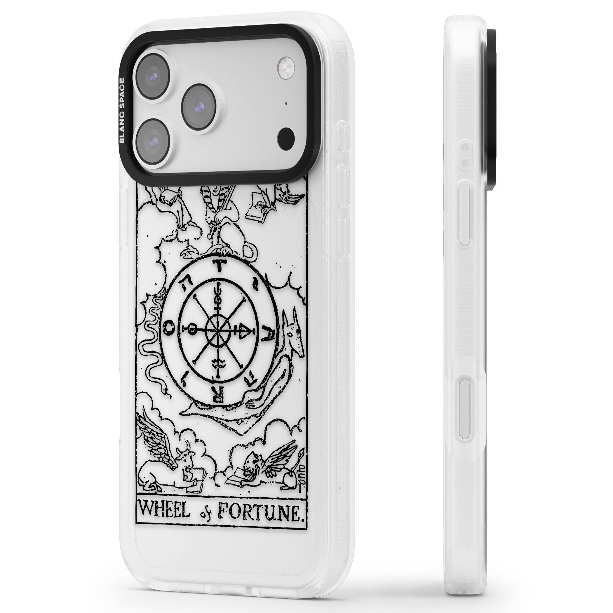 Personalised Wheel Of Fortune Tarot Transparent iPhone 17 Pro Impact Air Clear Phone Case Side Profile