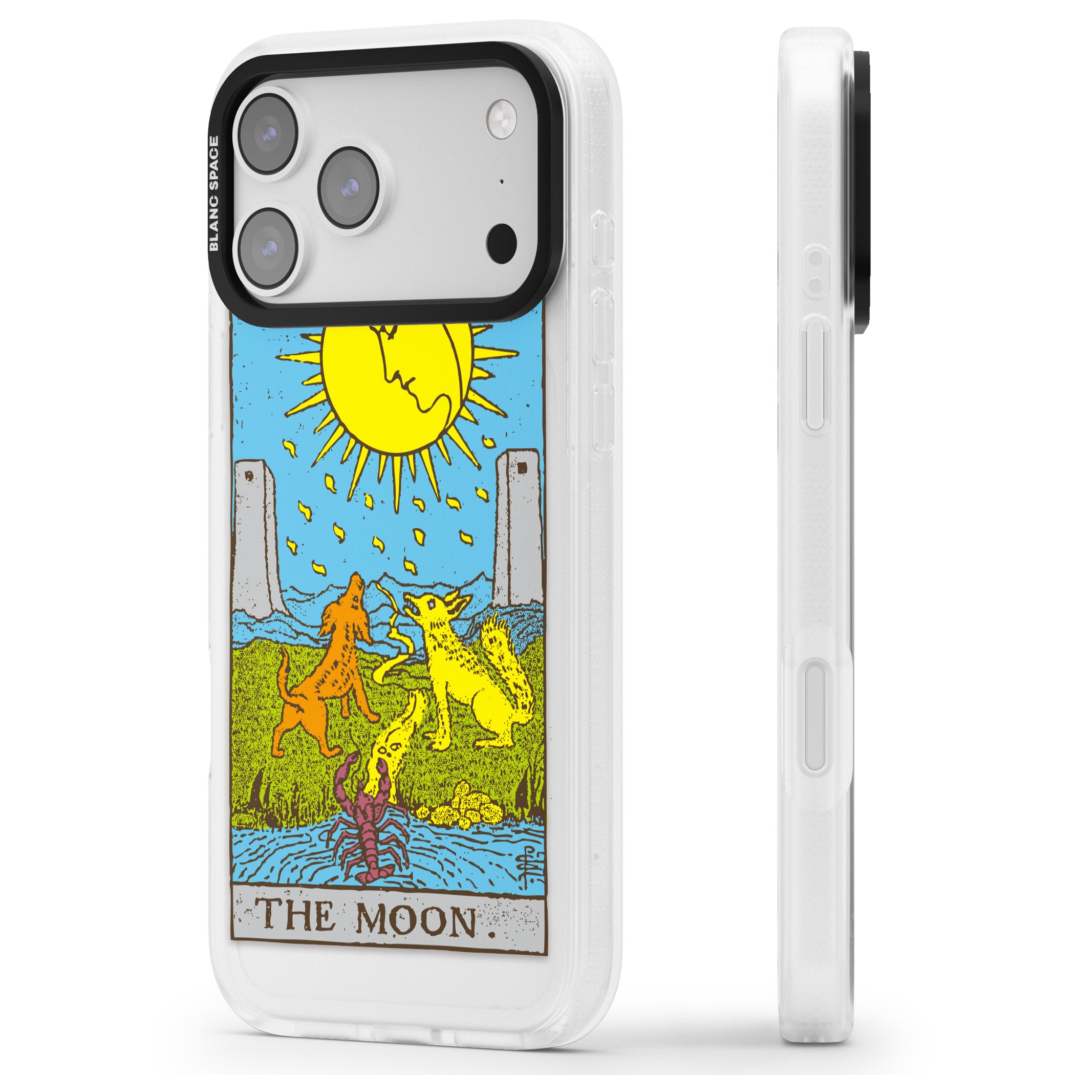 Personalised The Moon Tarot Card (Color) iPhone 17 Pro Impact Air Clear Phone Case Side Profile