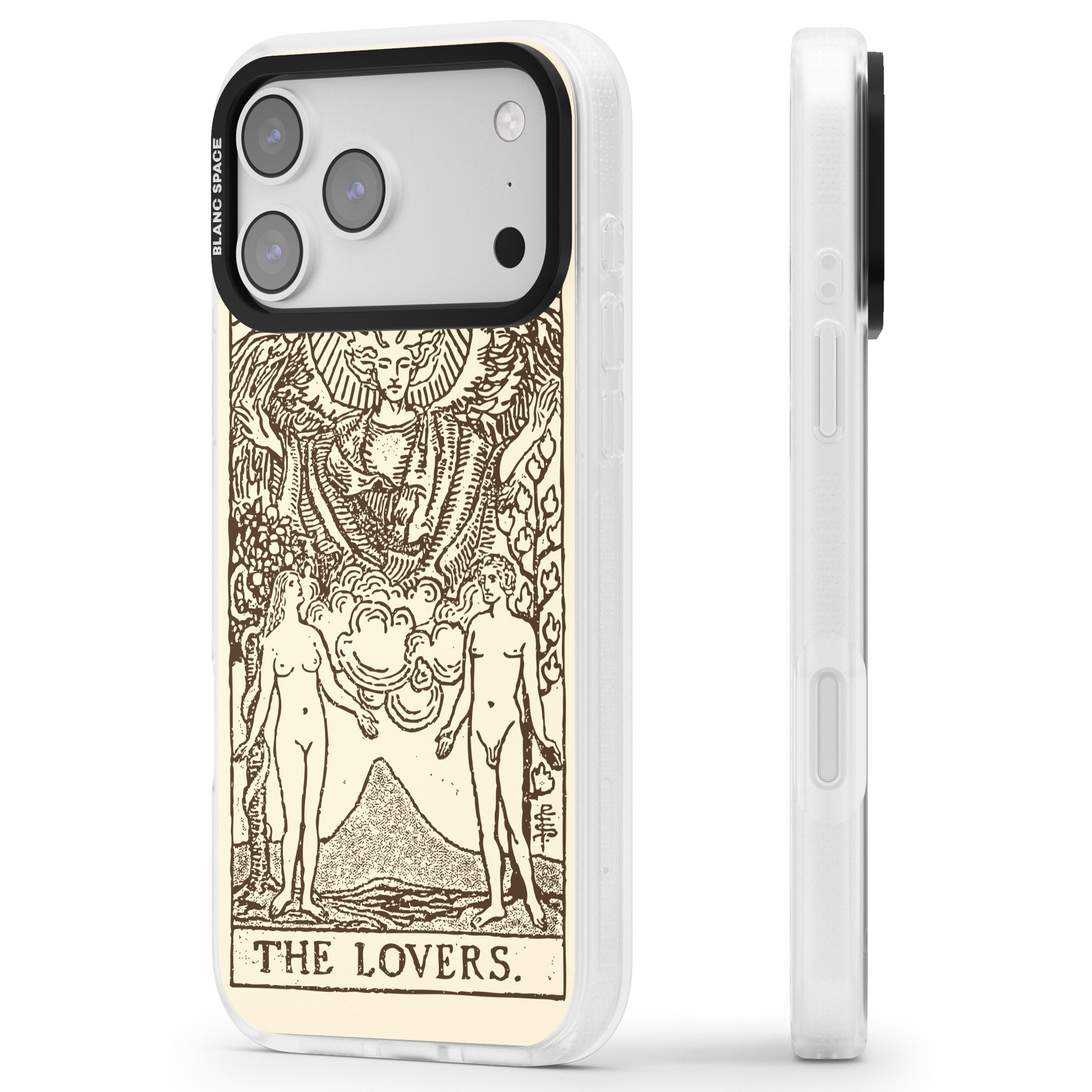 Personalised The Lovers Tarot Card (Cream) iPhone 17 Pro Impact Air Clear Phone Case Side Profile