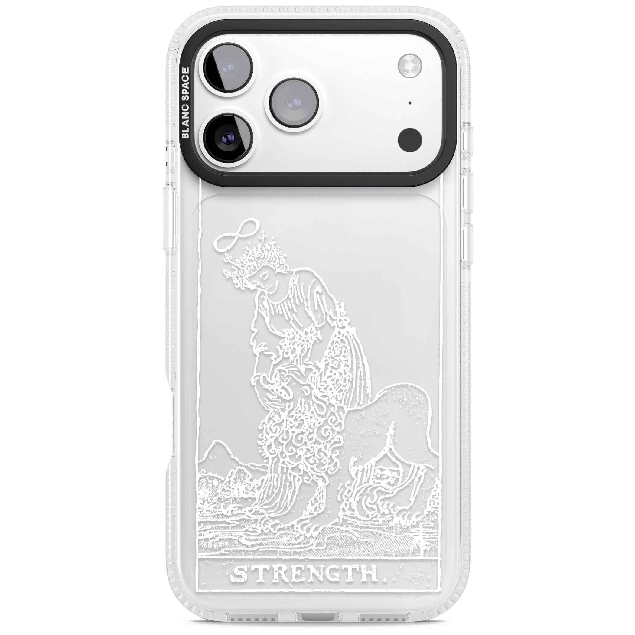 Personalised Strength Tarot Card (White) iPhone 17 Pro Impact Air Clear Phone Case
