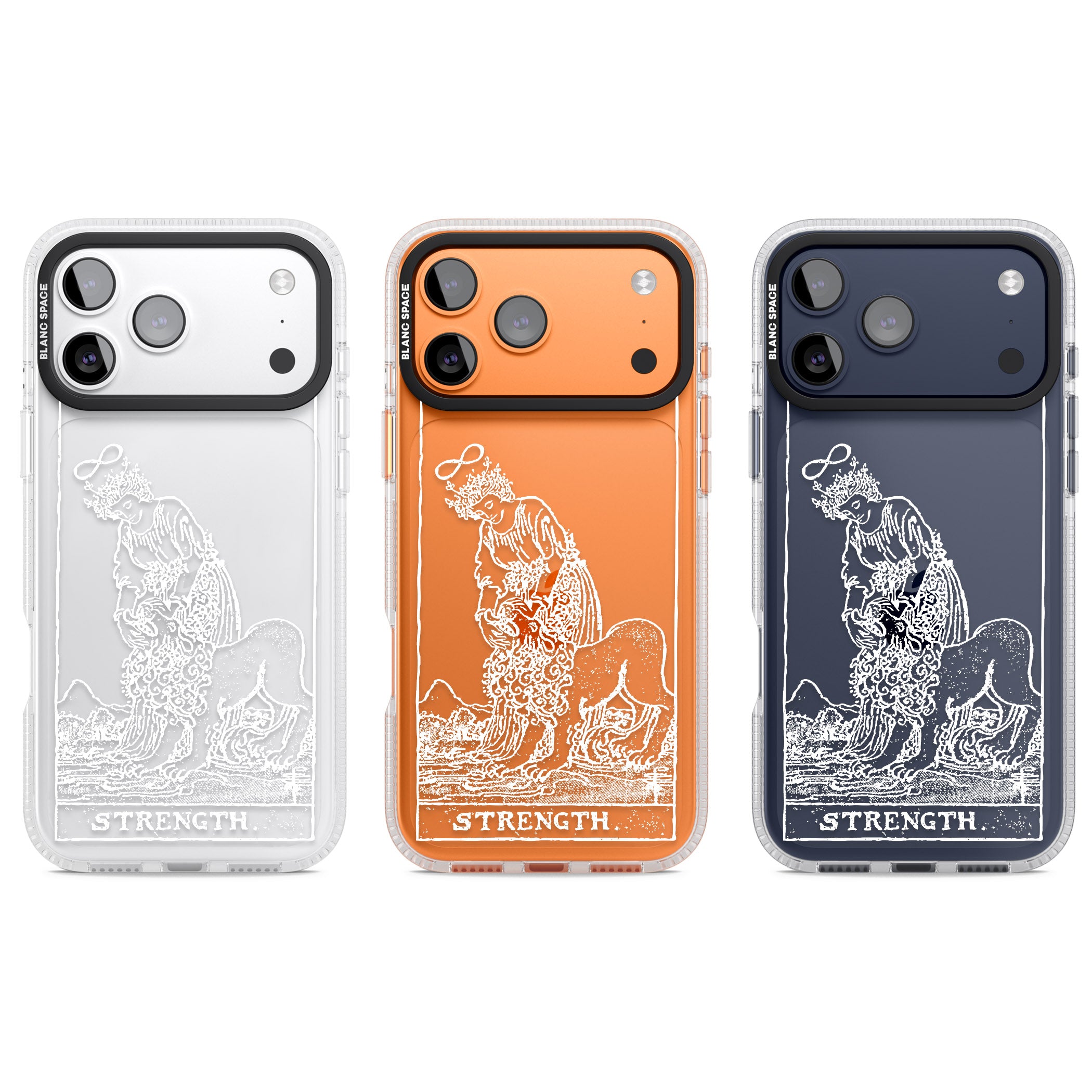 Personalised Strength Tarot Card (White) iPhone 17 Pro Impact Air Clear Phone Case APT Impact Protection