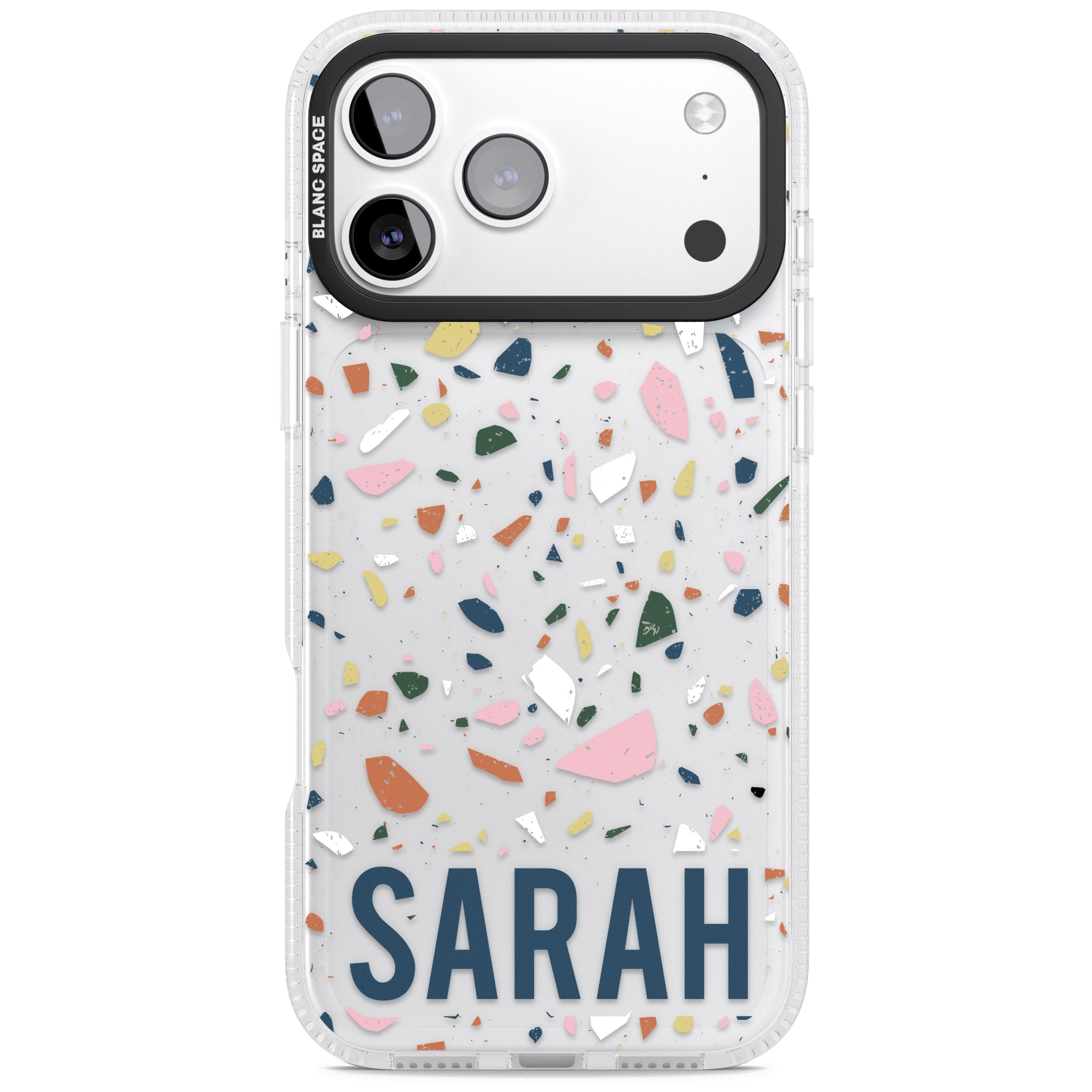 Personalised Terrazzo iPhone 17 Pro Impact Air Clear Phone Case