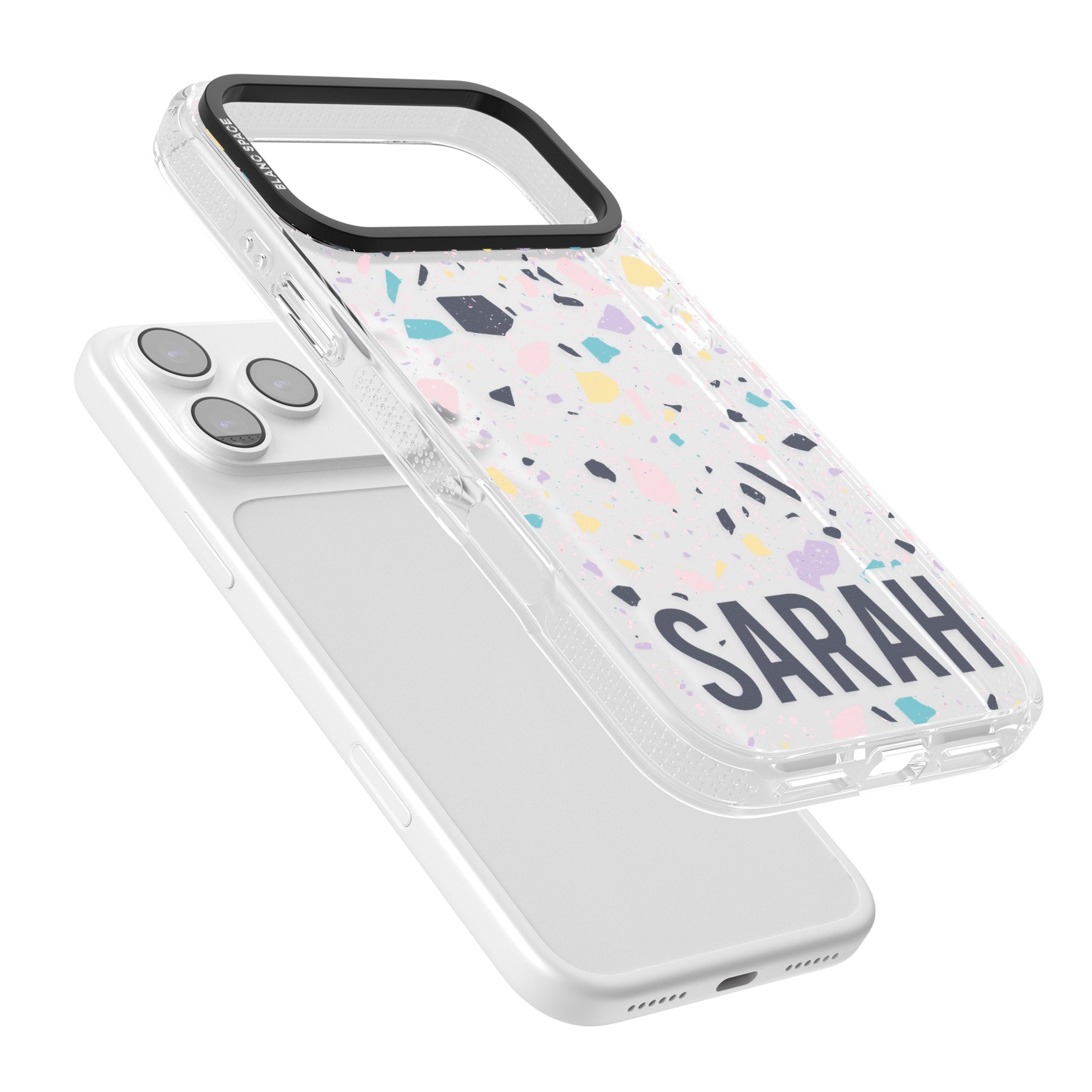 Personalised Pastel Terrazzo iPhone 17 Pro Impact Air Clear Phone Case Colours