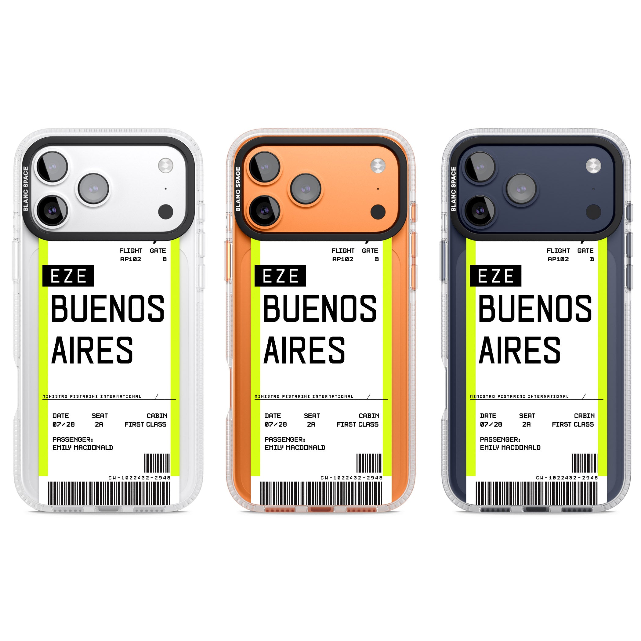 Personalised Buenos Aires Boarding Pass iPhone 17 Pro Impact Air Clear Phone Case APT Impact Protection