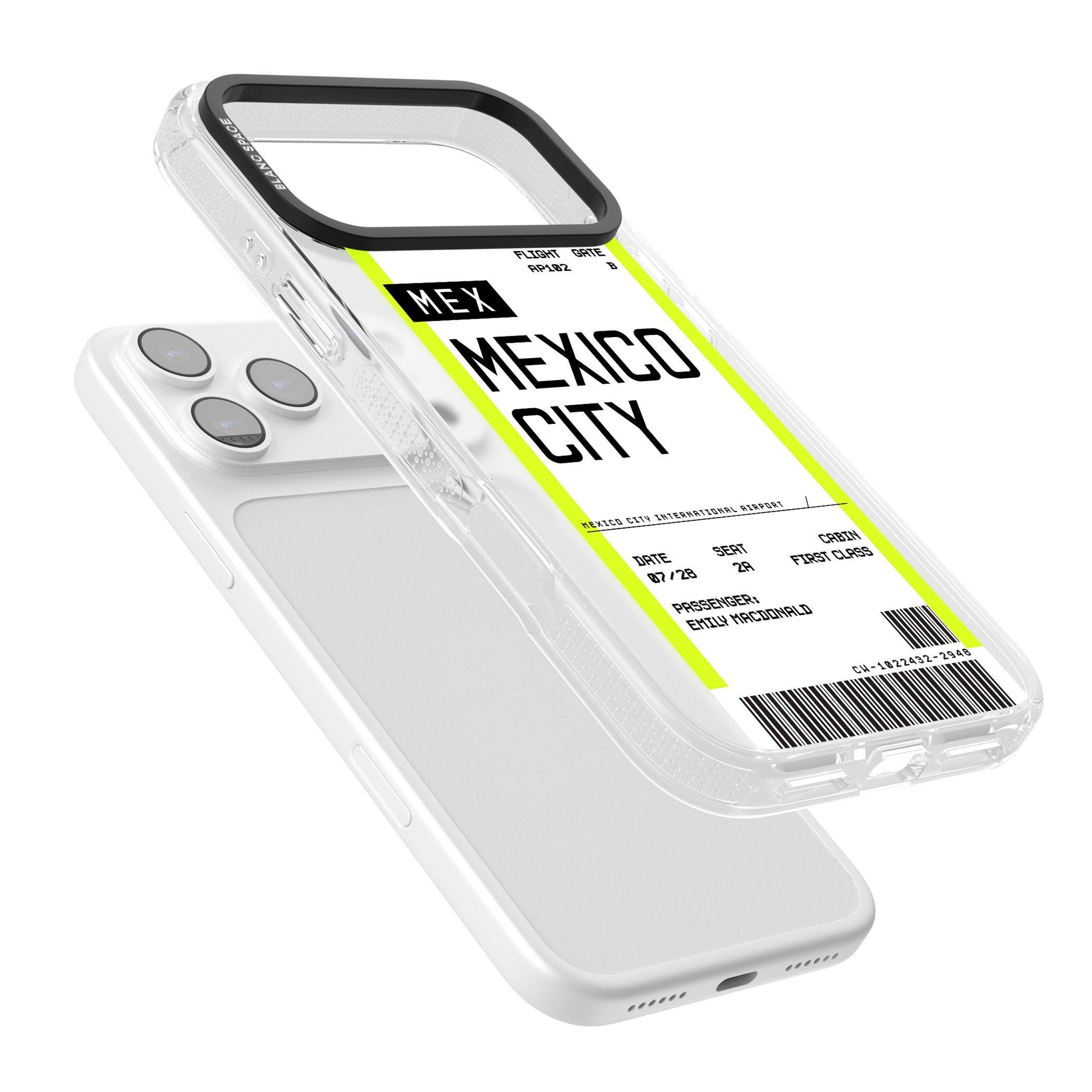 Personalised Mexico City Boarding Pass iPhone 17 Pro Impact Air Clear Phone Case Colours