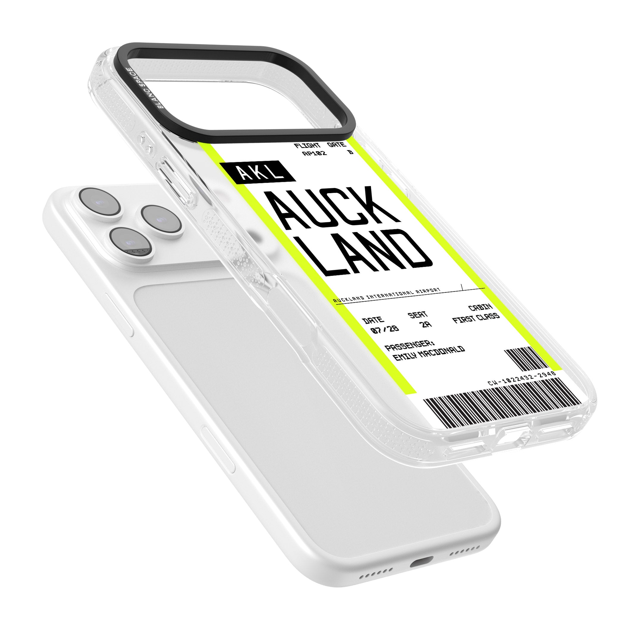 Personalised Auckland Boarding Pass iPhone 17 Pro Impact Air Clear Phone Case Colours