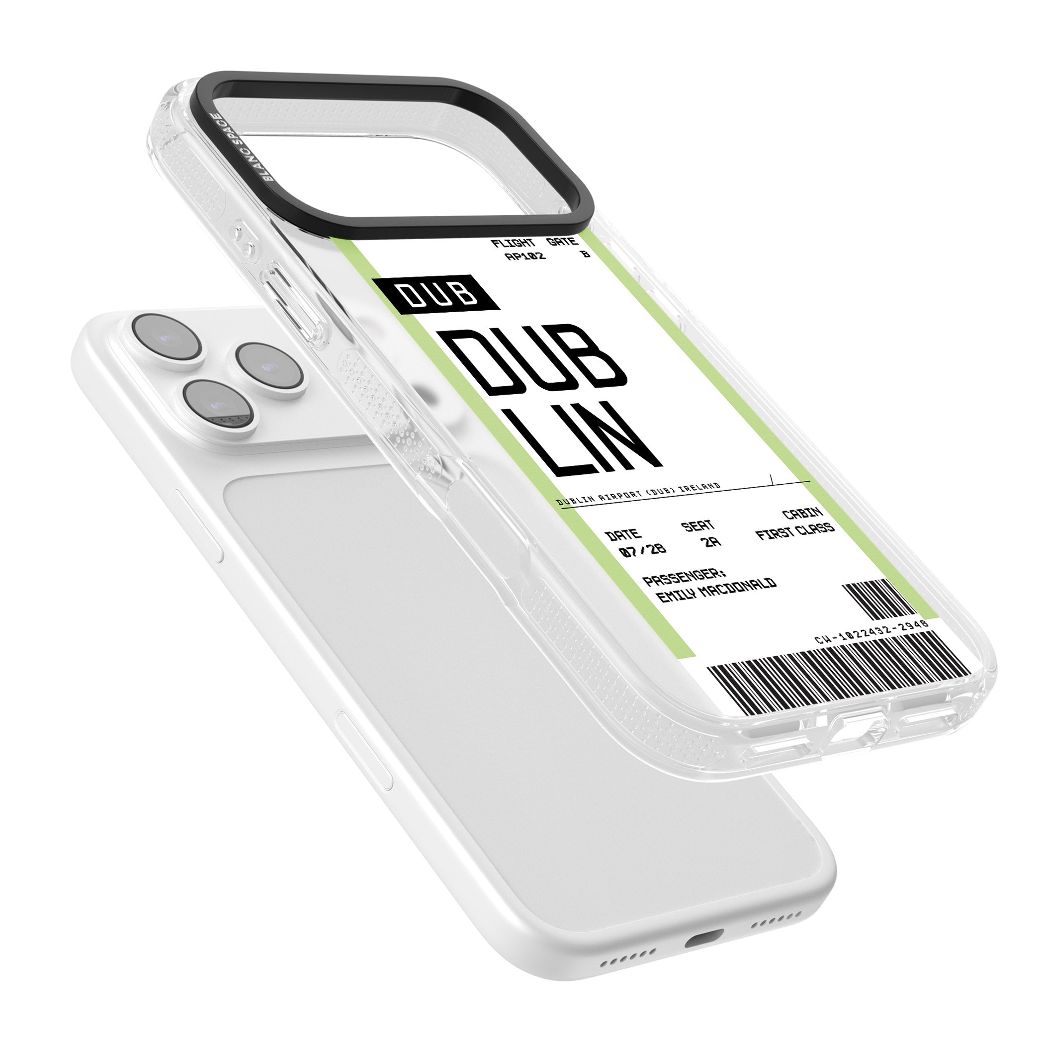 Personalised Dublin Boarding Pass iPhone 17 Pro Impact Air Clear Phone Case Colours