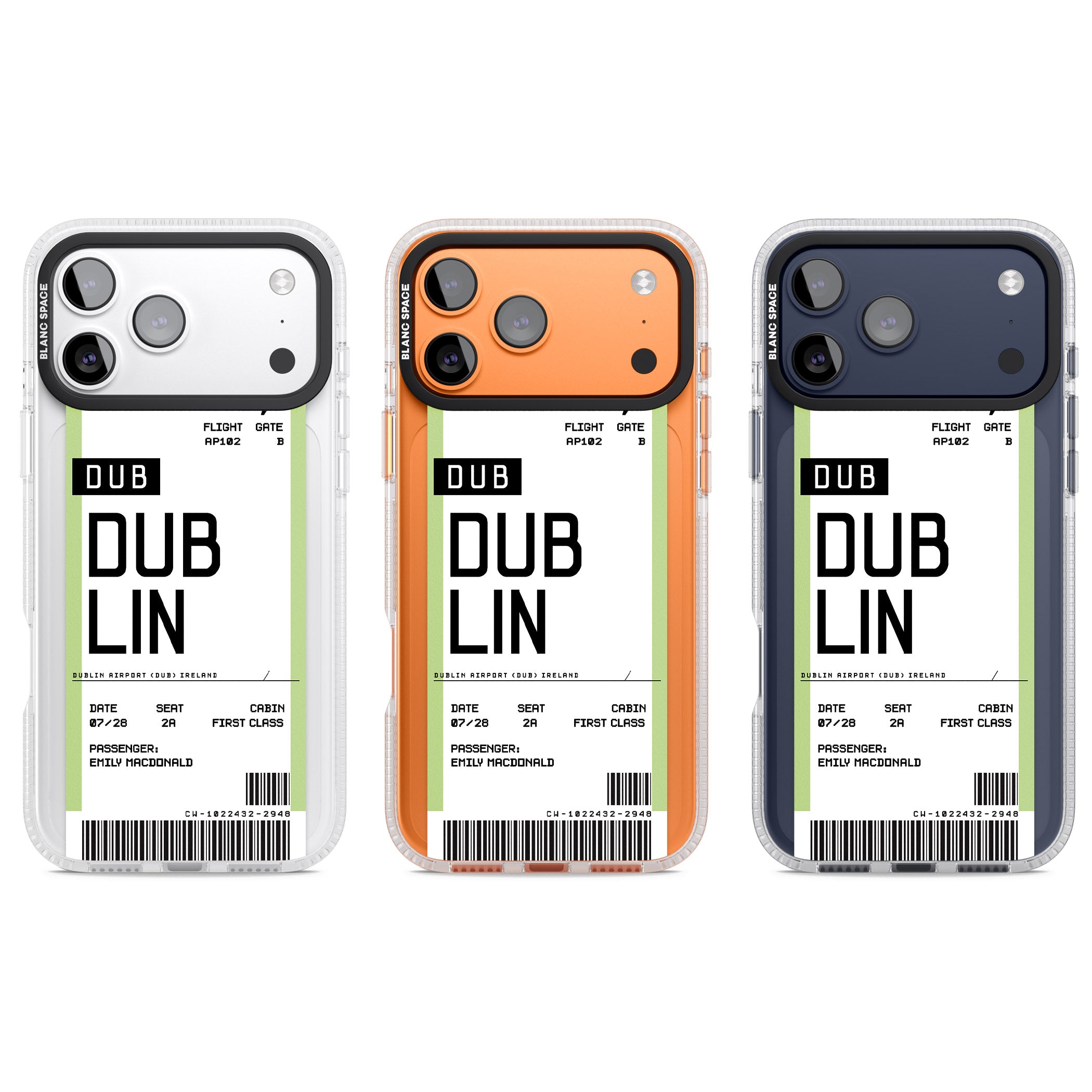 Personalised Dublin Boarding Pass iPhone 17 Pro Impact Air Clear Phone Case APT Impact Protection