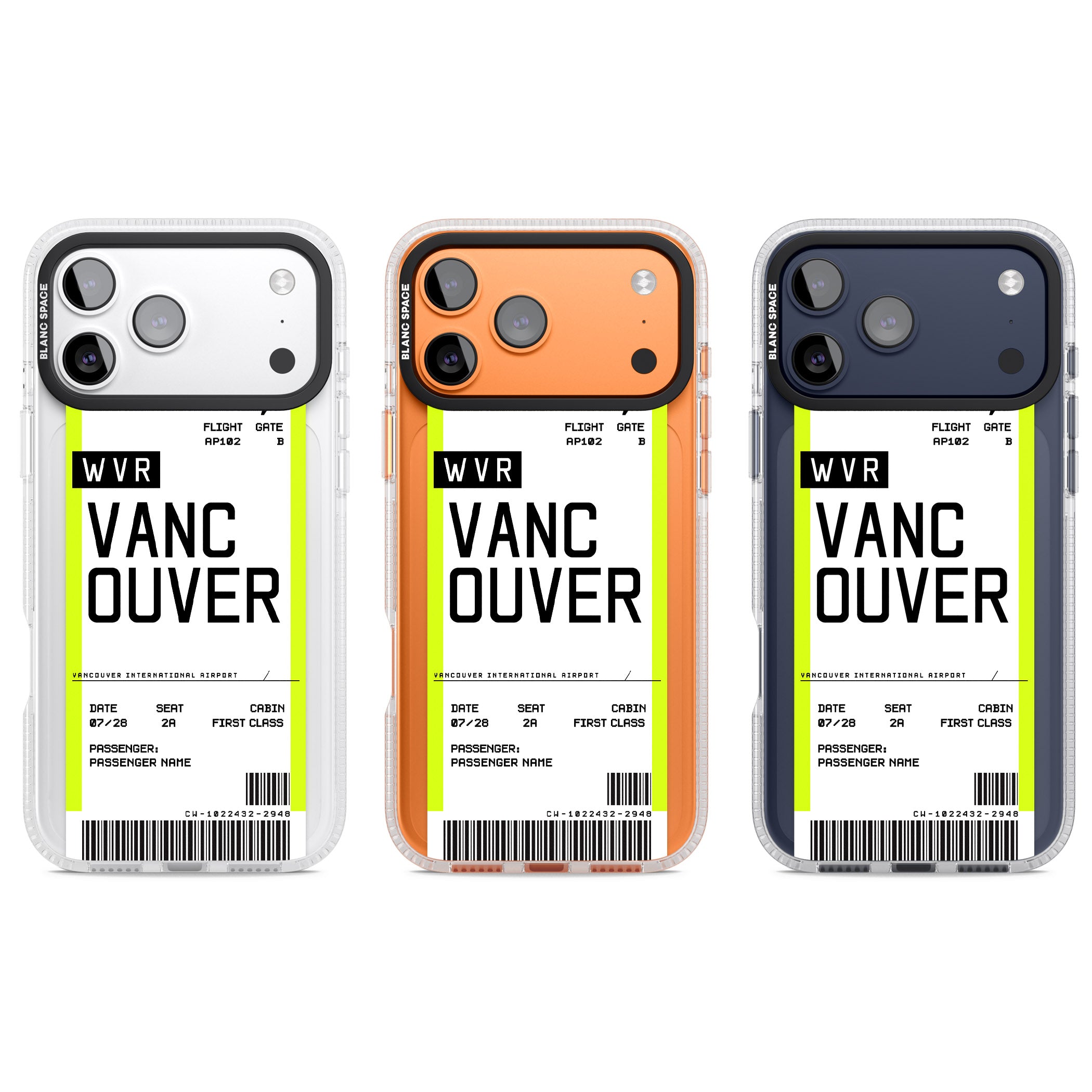 Personalised Vancouver Boarding Pass iPhone 17 Pro Impact Air Clear Phone Case APT Impact Protection