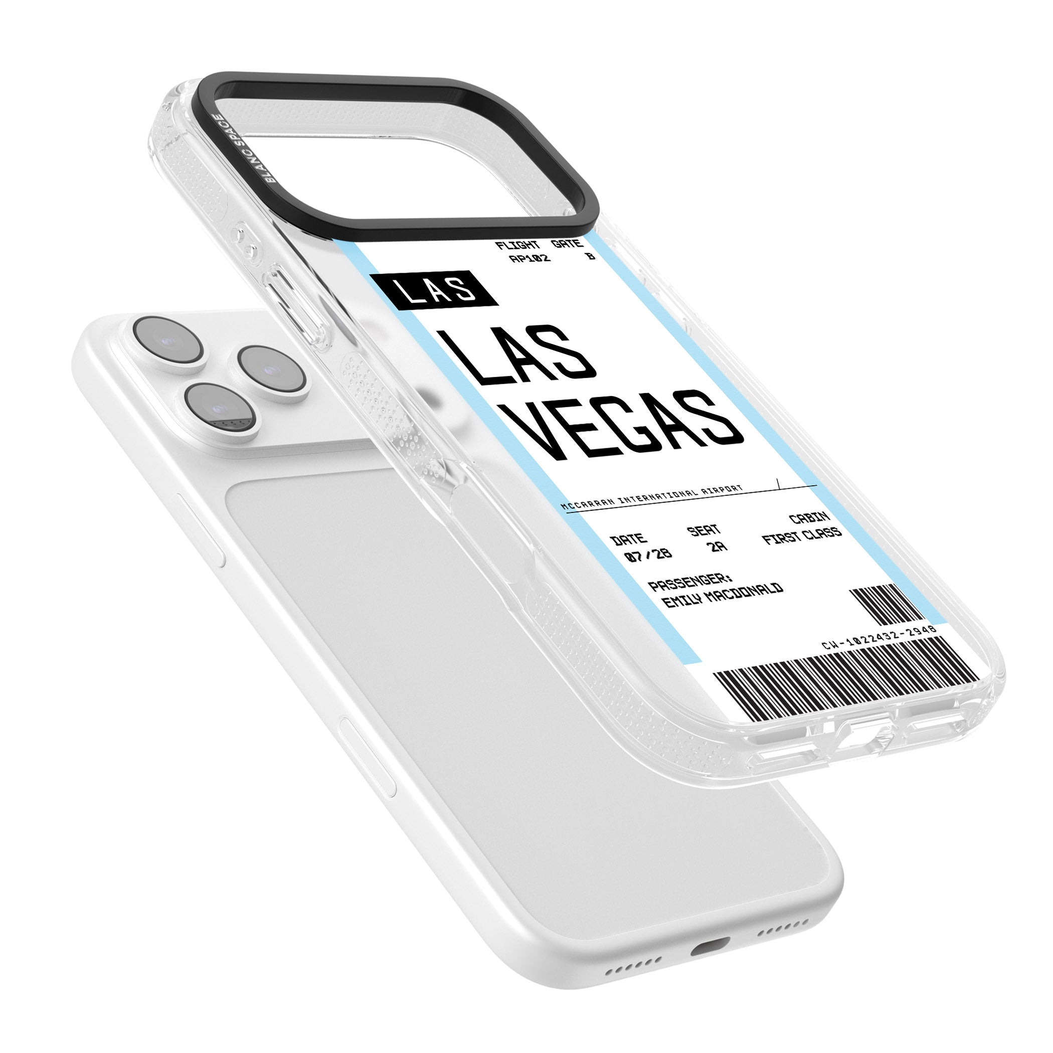 Personalised Las Vegas Boarding Pass iPhone 17 Pro Impact Air Clear Phone Case Colours