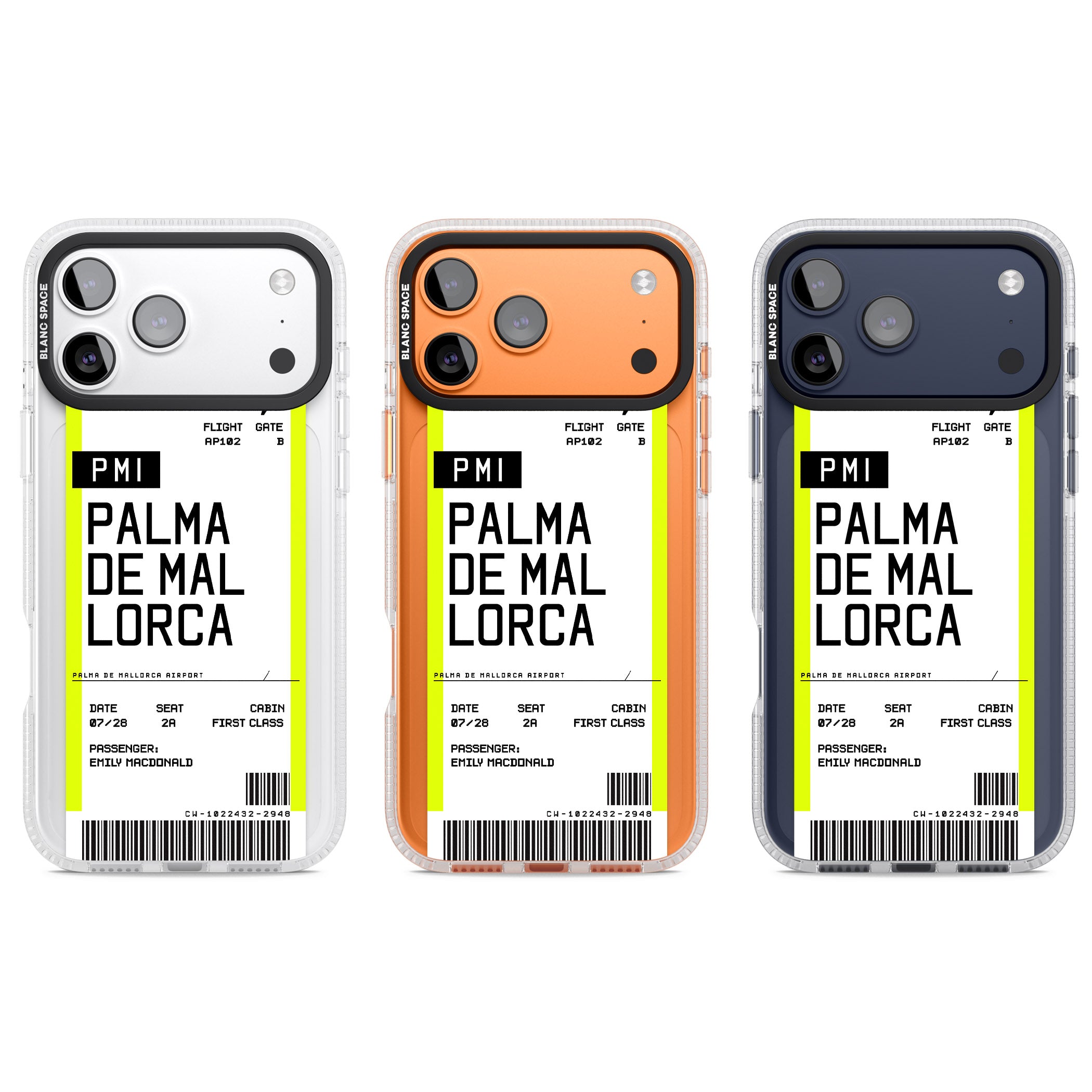 Personalised Palma De Mallorca Boarding Pass iPhone 17 Pro Impact Air Clear Phone Case APT Impact Protection