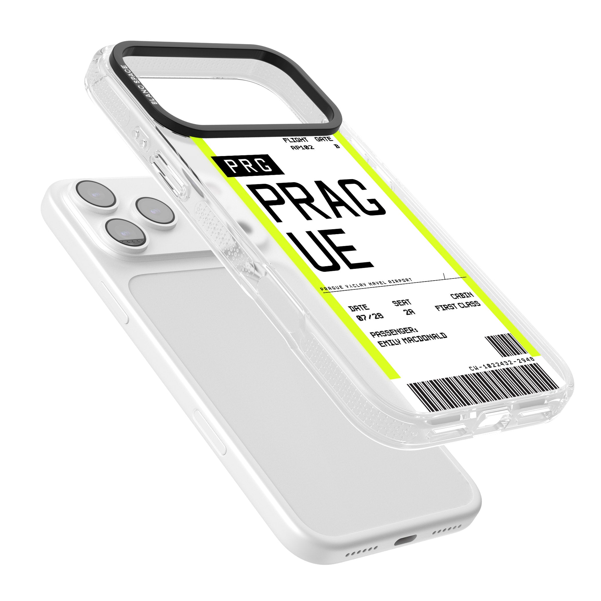 Personalised Prague Boarding Pass iPhone 17 Pro Impact Air Clear Phone Case Colours