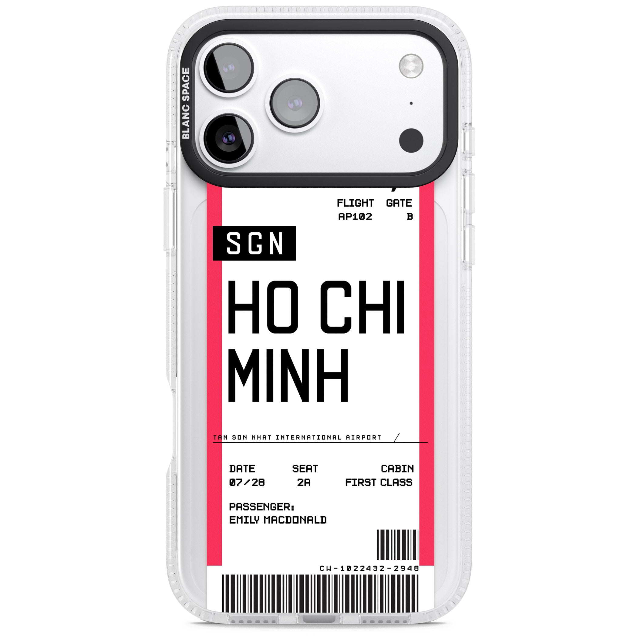 Personalised Ho Chi Minh Boarding Pass iPhone 17 Pro Impact Air Clear Phone Case