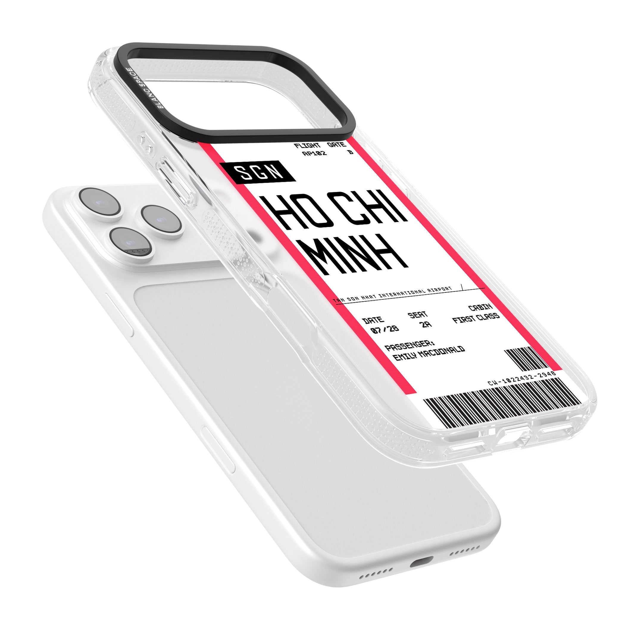 Personalised Ho Chi Minh Boarding Pass iPhone 17 Pro Impact Air Clear Phone Case Colours