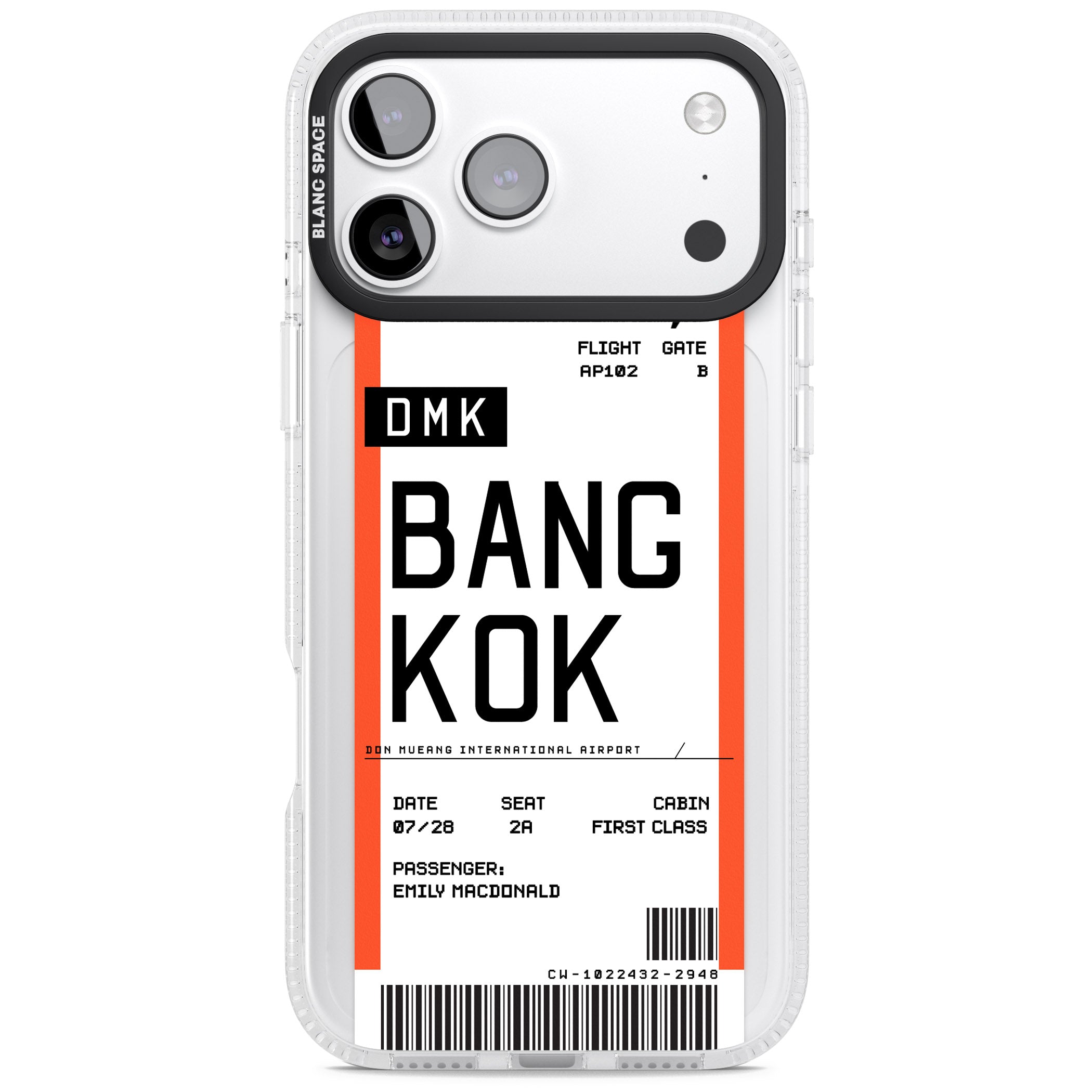 Personalised Bangkok Boarding Pass iPhone 17 Pro Impact Air Clear Phone Case