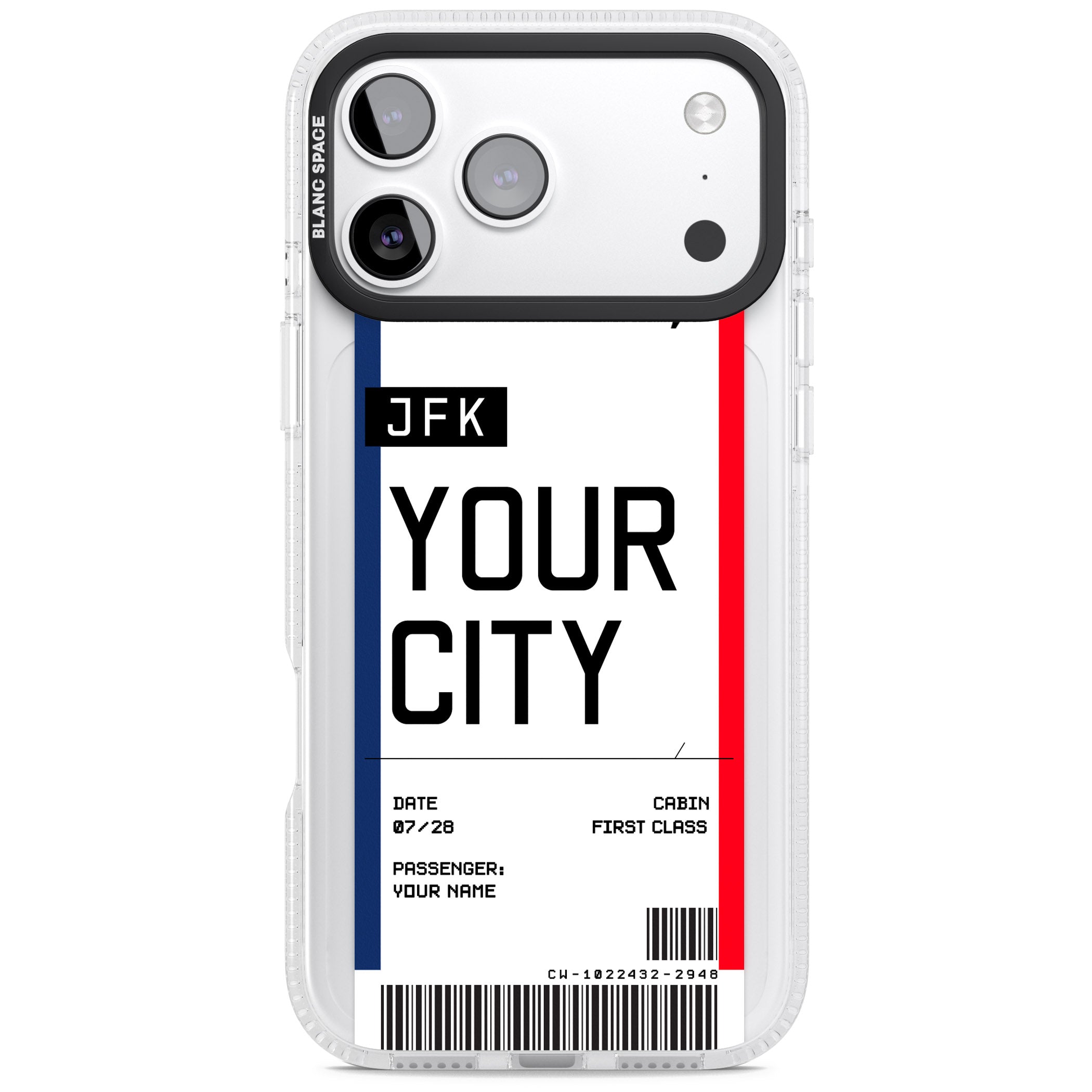 Personalised Create Your Own Boarding Pass Ticket iPhone 17 Pro Impact Air Clear Phone Case