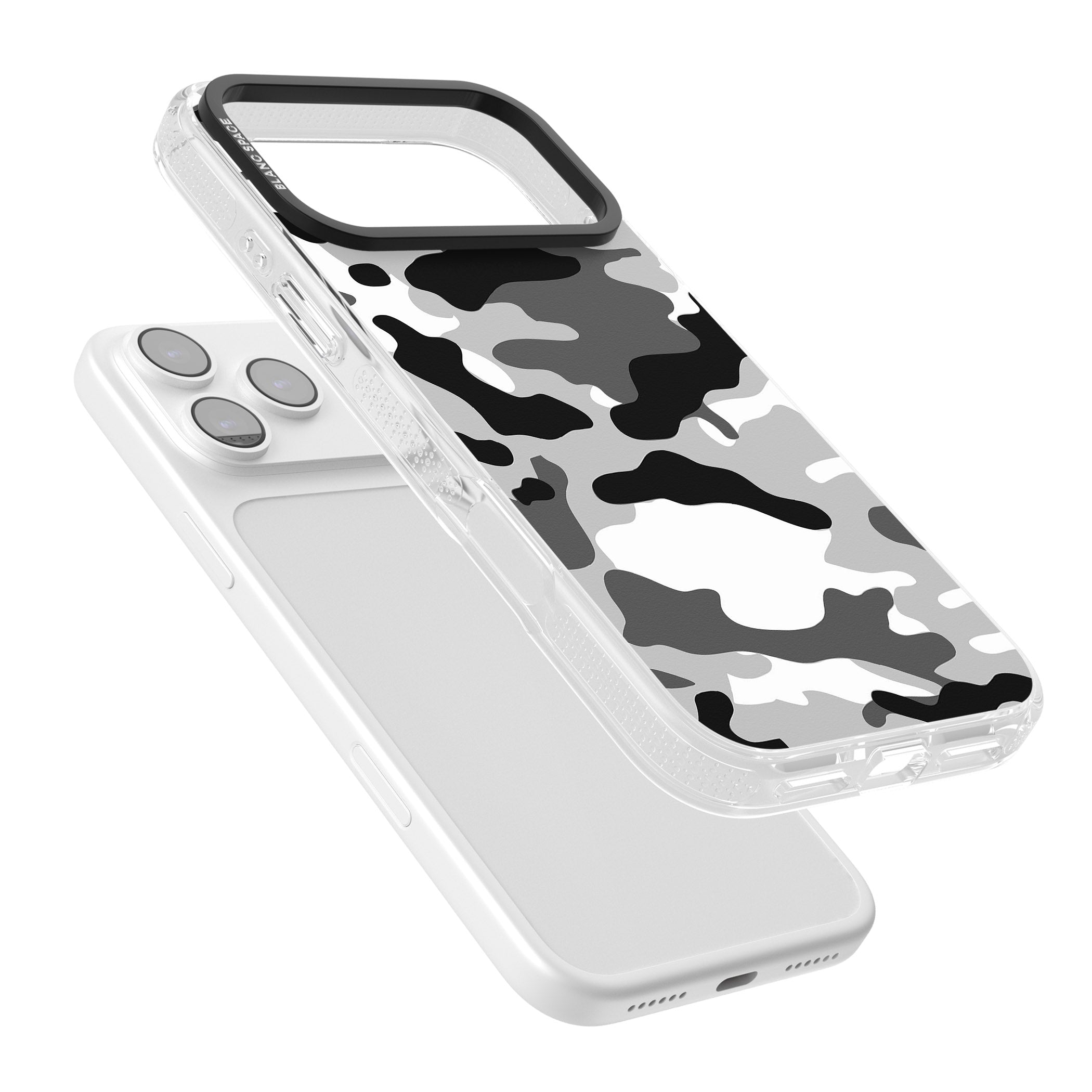 Grey Camo iPhone 17 Pro Impact Air Clear Phone Case Colours