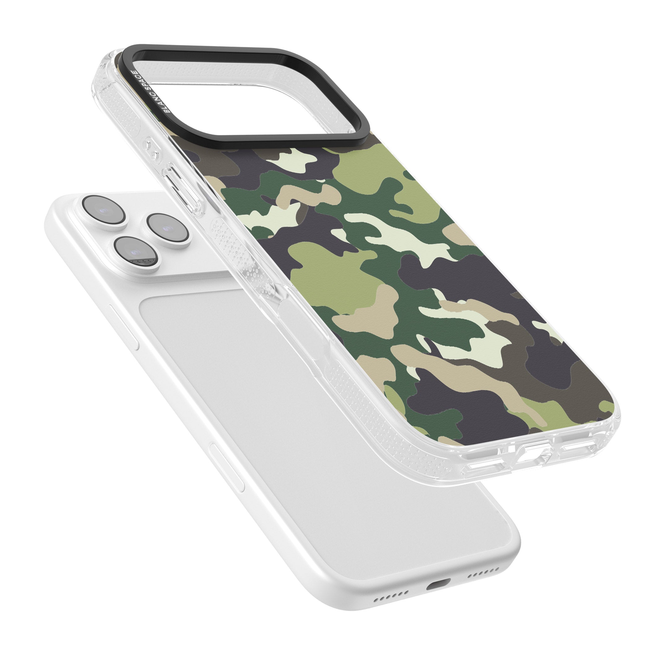 Green Camo iPhone 17 Pro Impact Air Clear Phone Case Colours