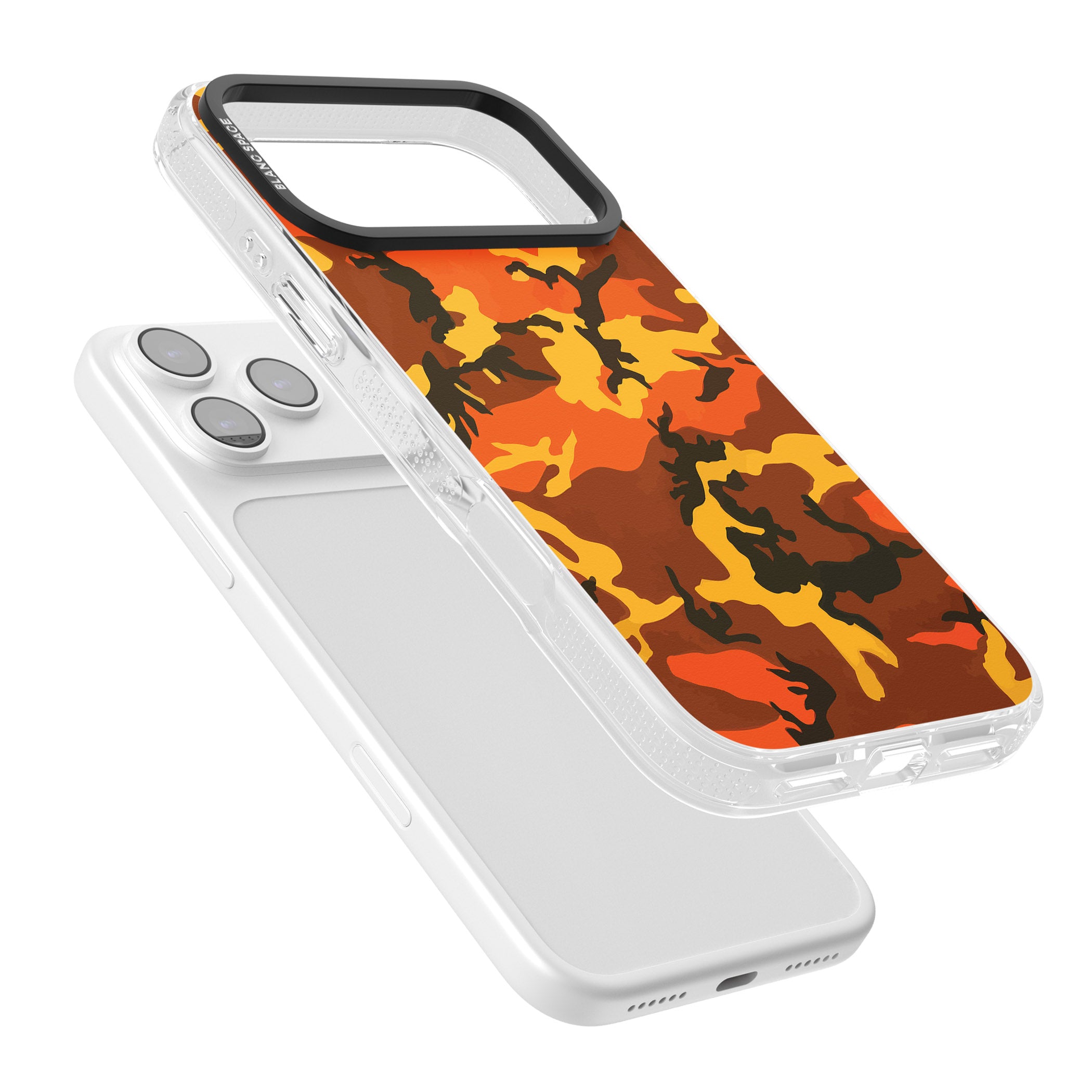 Orange Camo iPhone 17 Pro Impact Air Clear Phone Case Colours