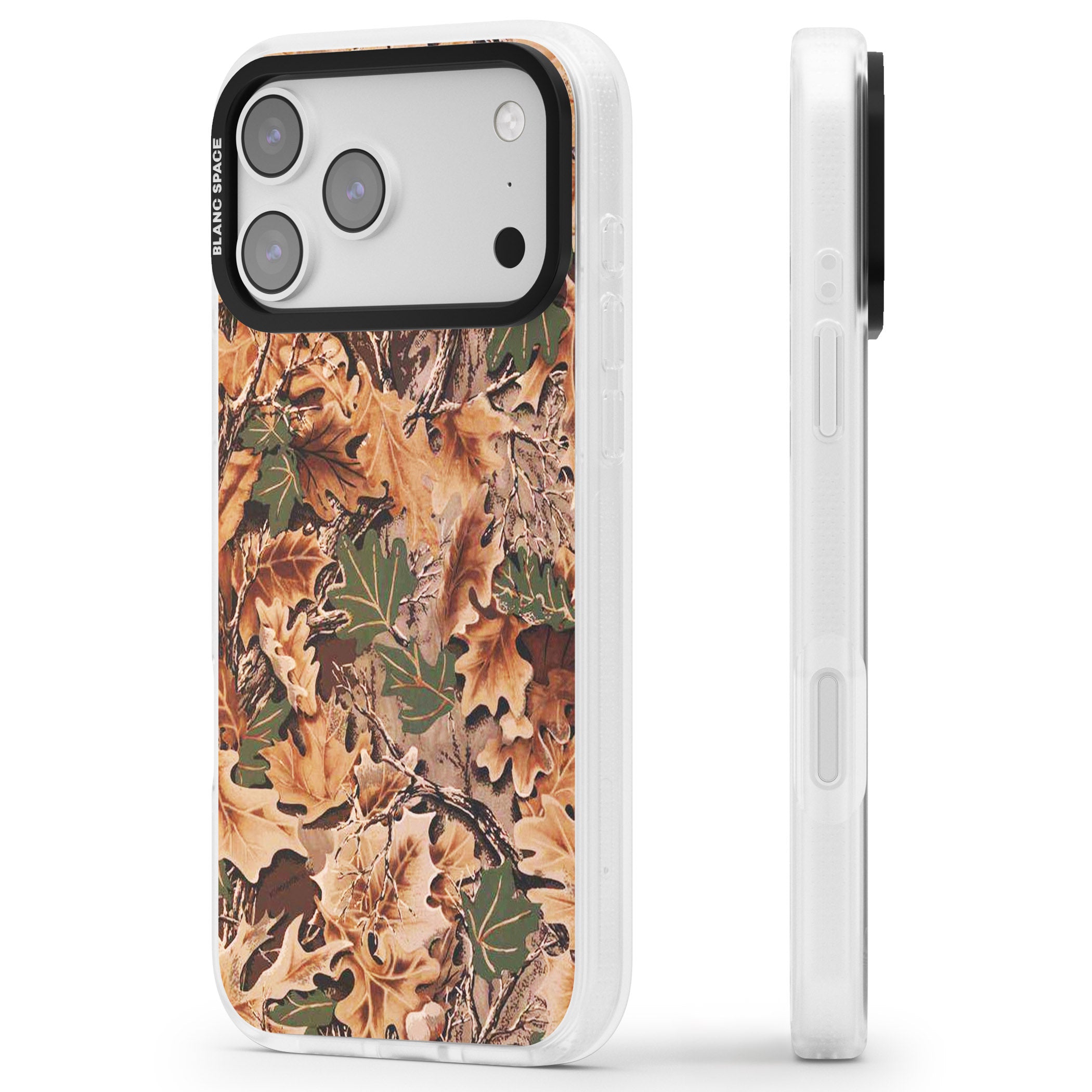 Realtree Camo iPhone 17 Pro Impact Air Clear Phone Case Side Profile