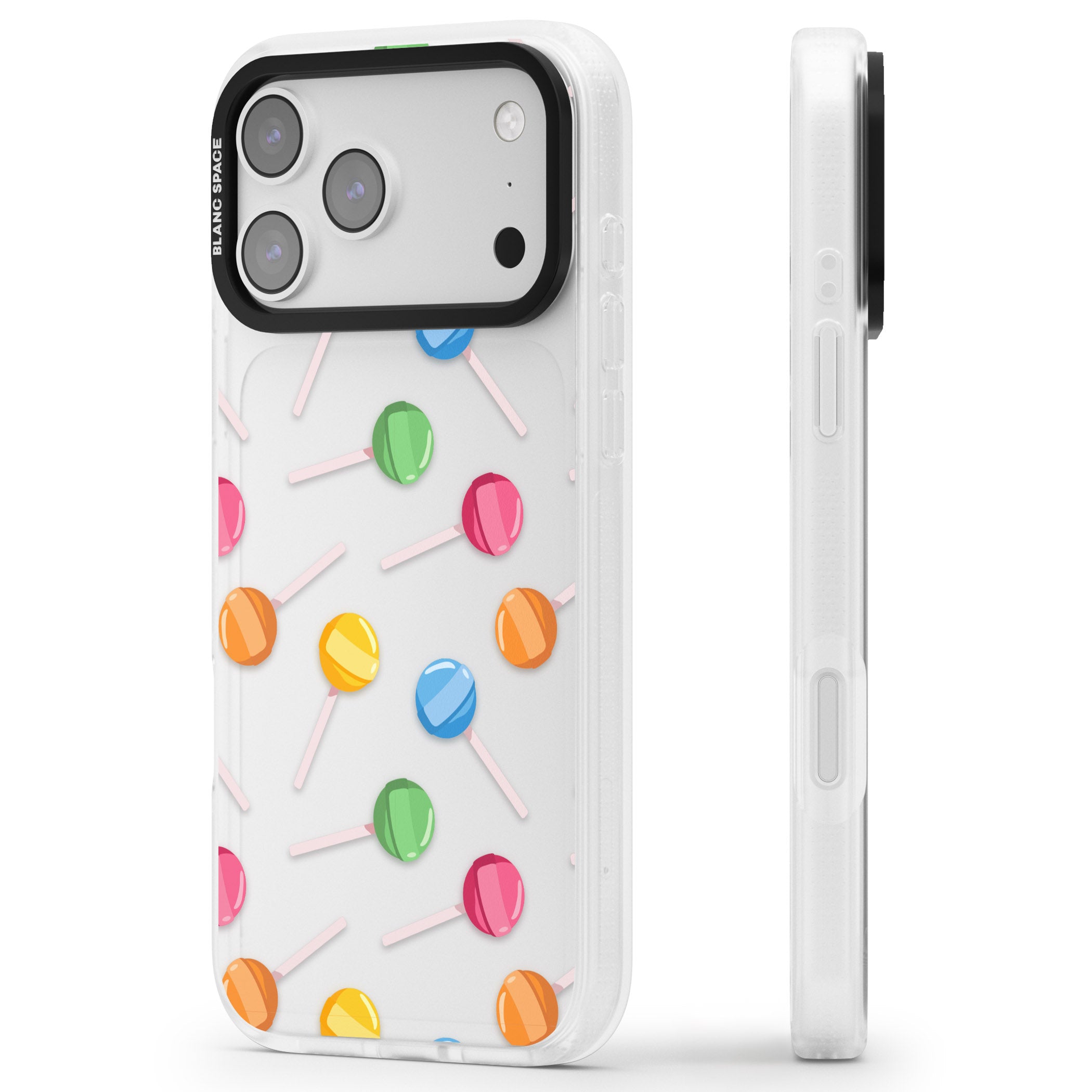 Lollipop Pattern iPhone 17 Pro Impact Air Clear Phone Case Side Profile