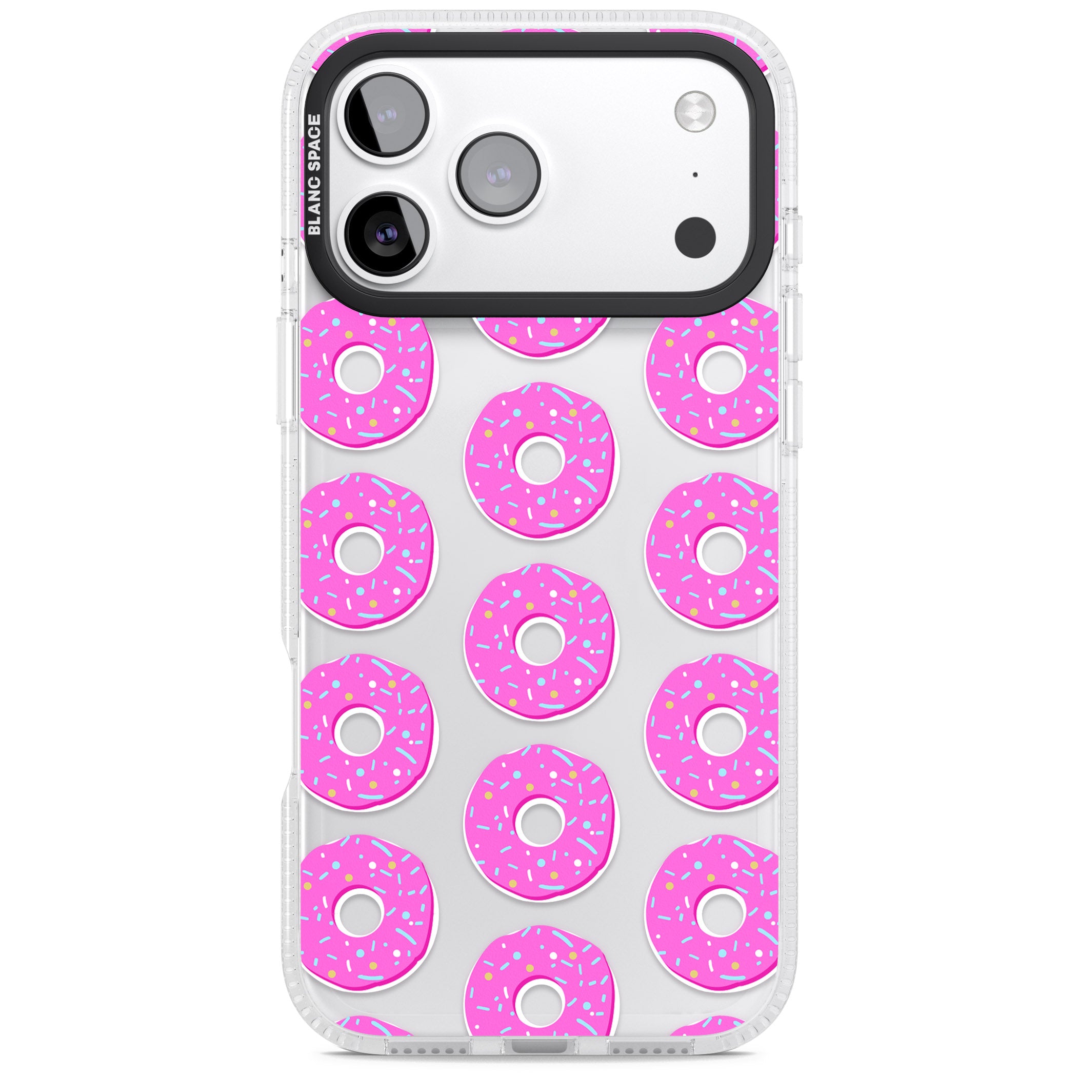 Pink Donut Pattern iPhone 17 Pro Impact Air Clear Phone Case