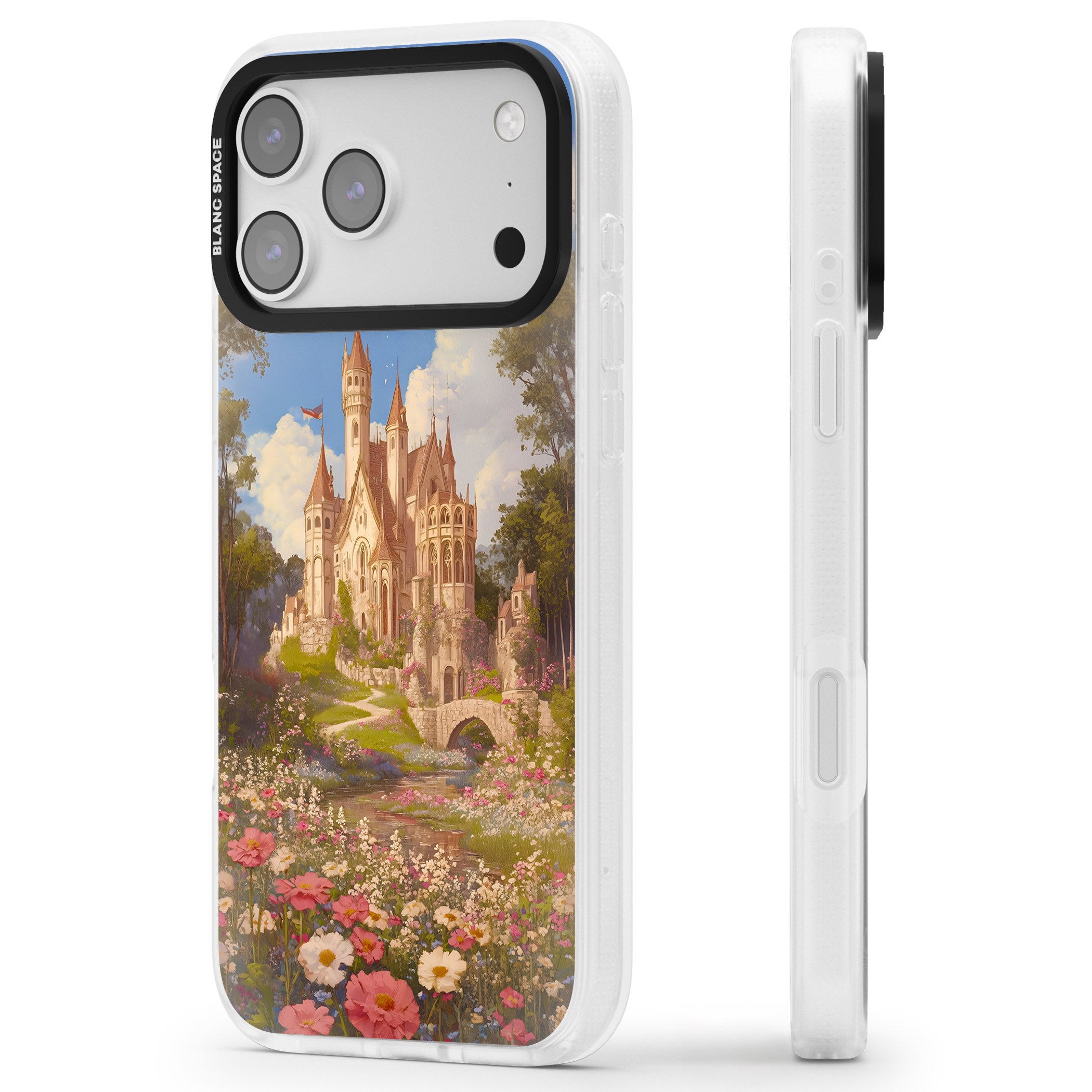 Castle Flower Fields iPhone 17 Pro Impact Air Clear Phone Case Side Profile