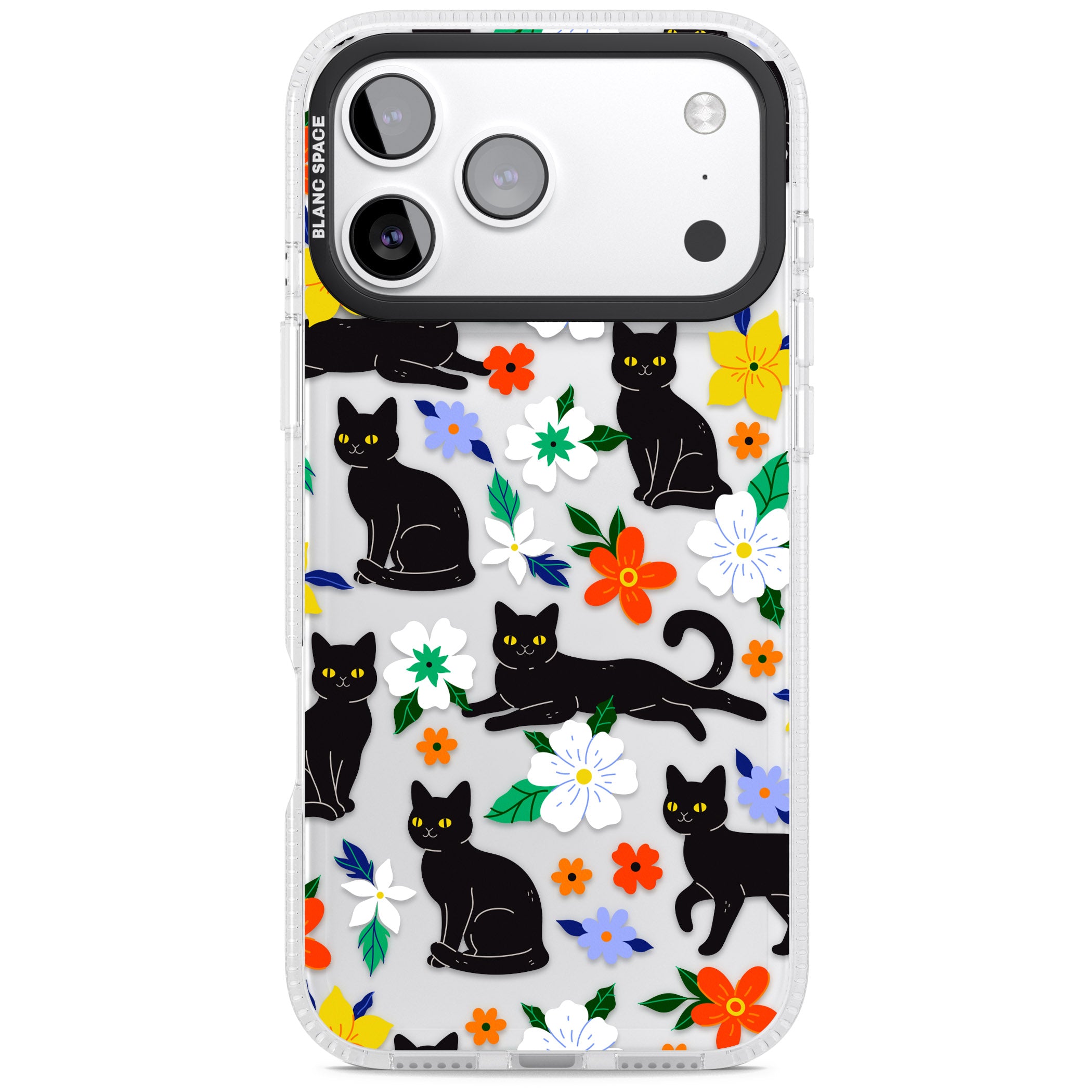 Cats Flowers iPhone 17 Pro Impact Air Clear Phone Case