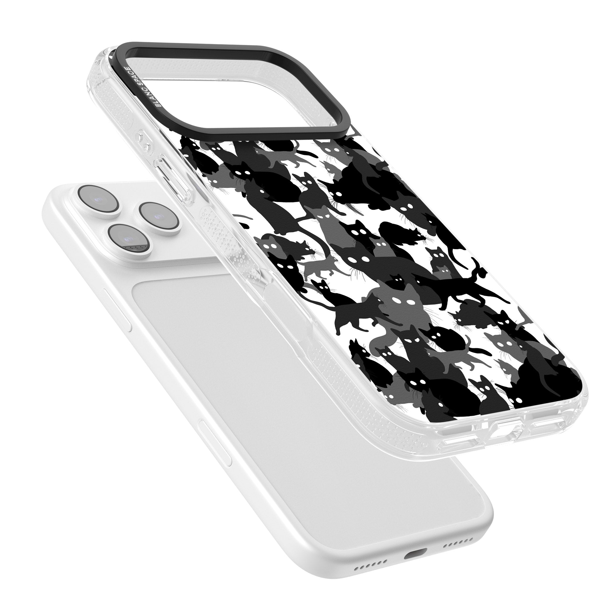 Black & White Cat Camouflage iPhone 17 Pro Impact Air Clear Phone Case Colours