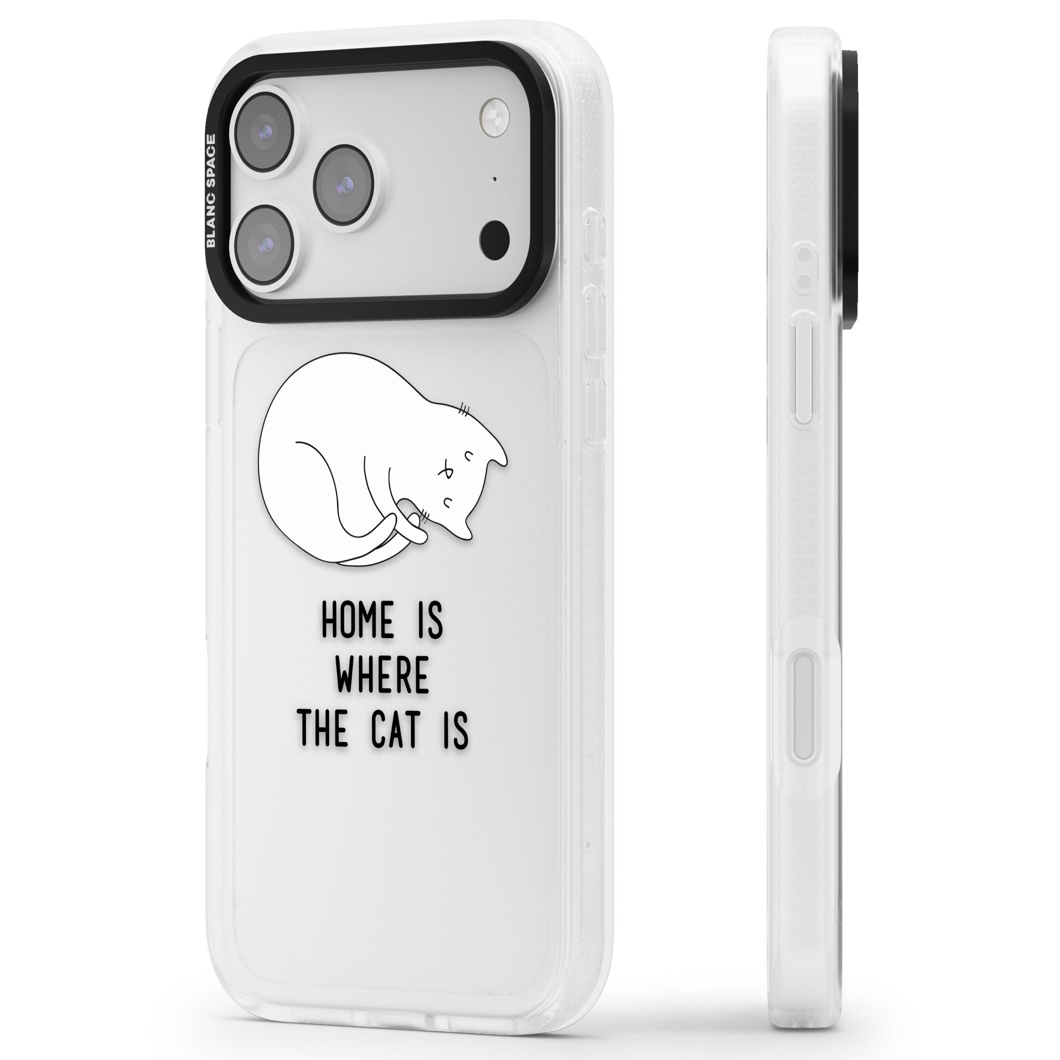 Home Is Where The Cat Is iPhone 17 Pro Impact Air Clear Phone Case Side Profile