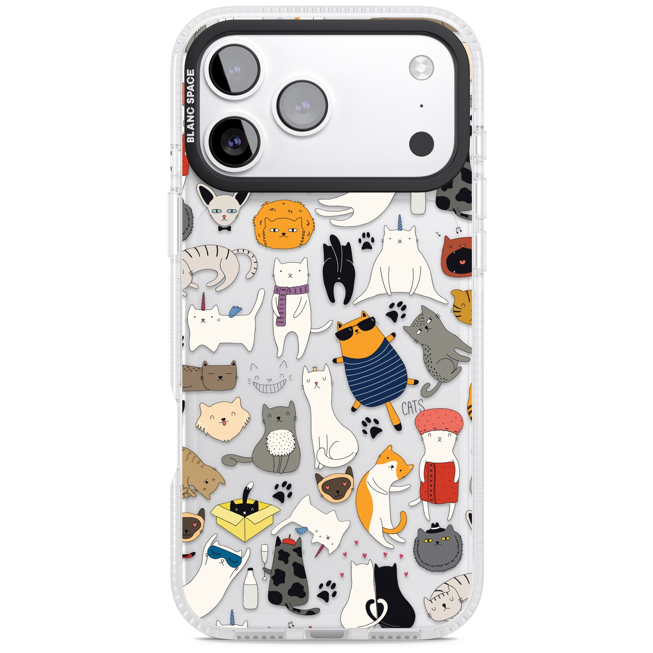 Cartoon Cat Collage iPhone 17 Pro Impact Air Clear Phone Case