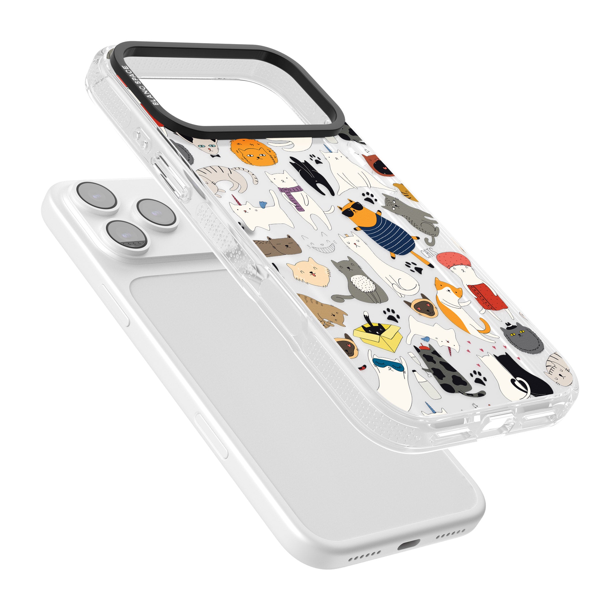 Cartoon Cat Collage iPhone 17 Pro Impact Air Clear Phone Case Colours