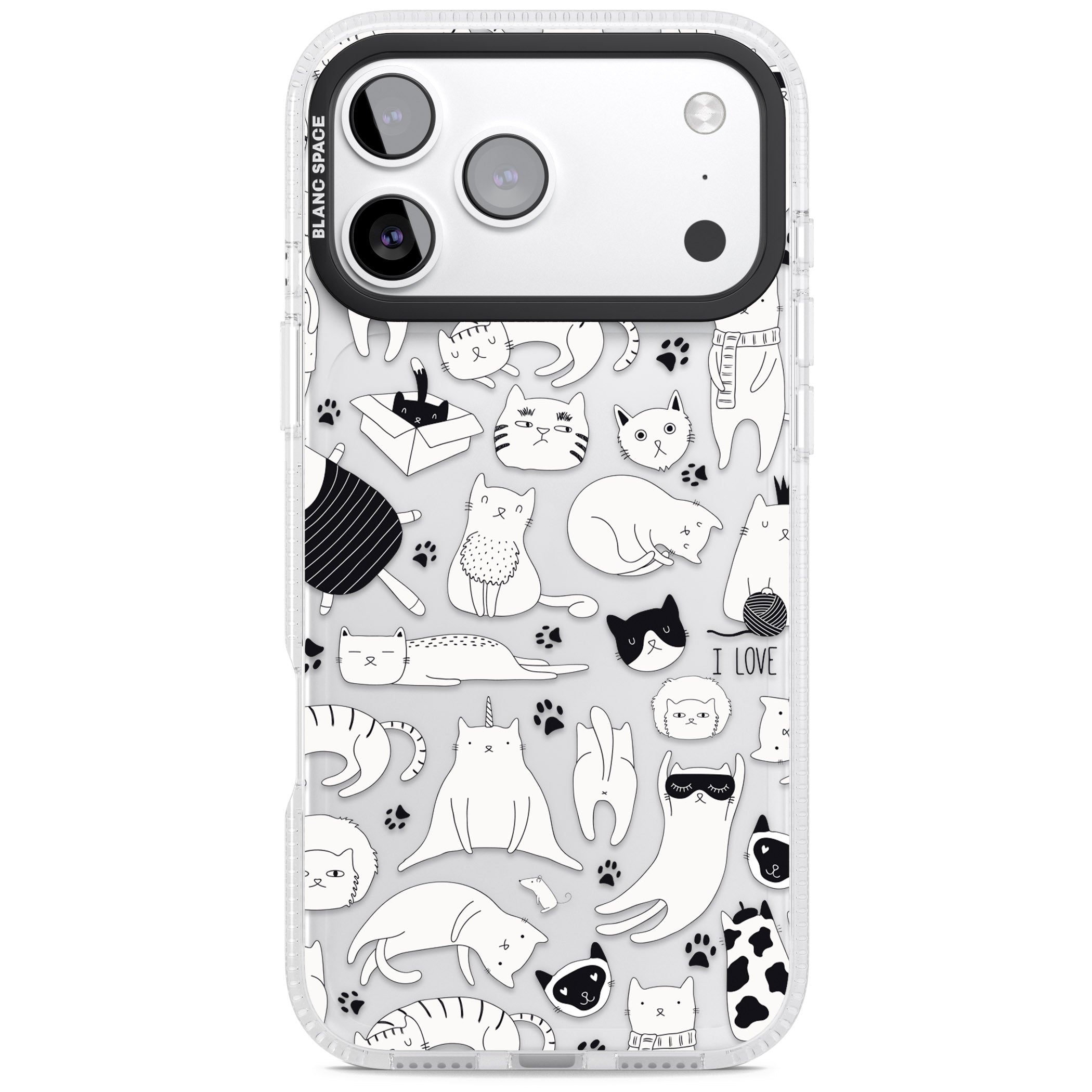 Cartoon Cat Collage Black & White iPhone 17 Pro Impact Air Clear Phone Case