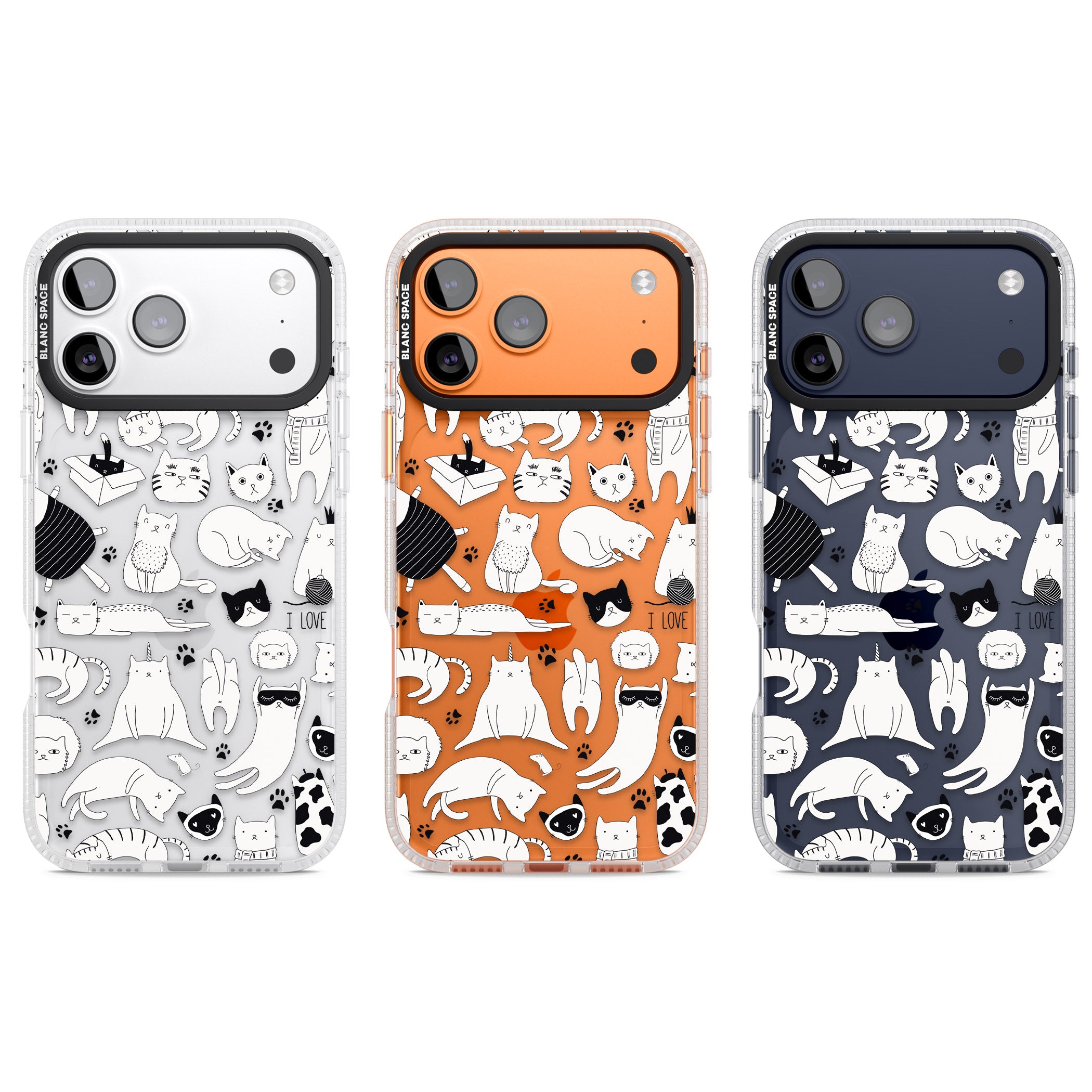Cartoon Cat Collage Black & White iPhone 17 Pro Impact Air Clear Phone Case APT Impact Protection