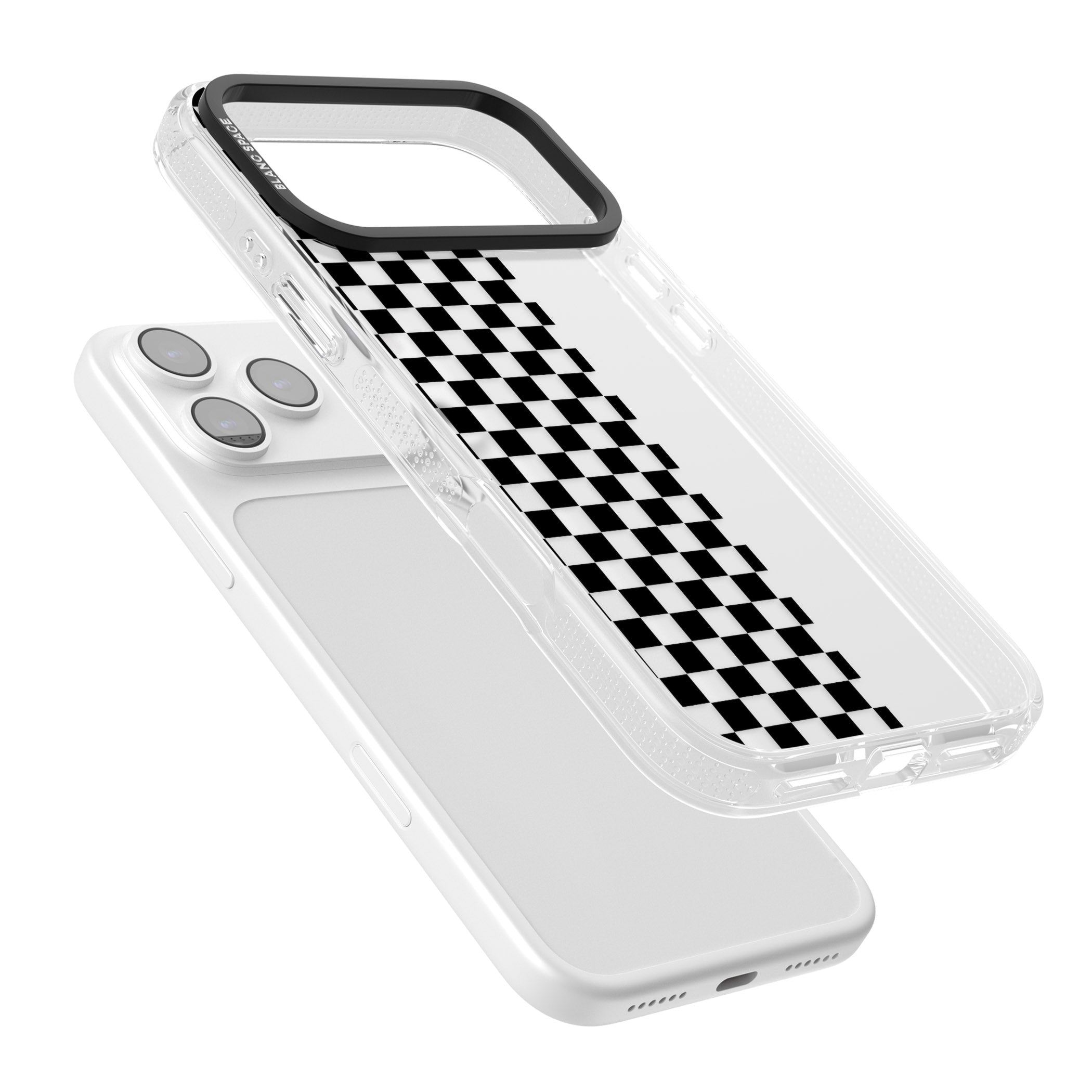 Checker: Half Black Check On Clear iPhone 17 Pro Impact Air Clear Phone Case Colours