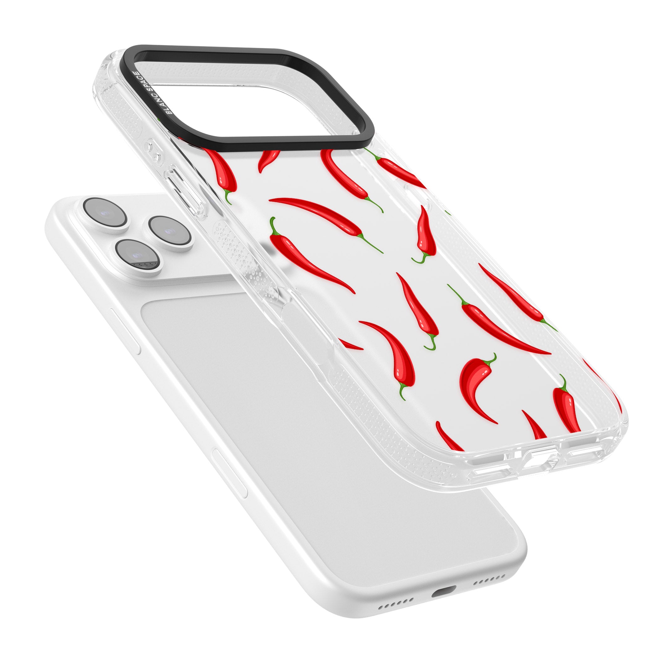 Chilli Pattern iPhone 17 Pro Impact Air Clear Phone Case Colours