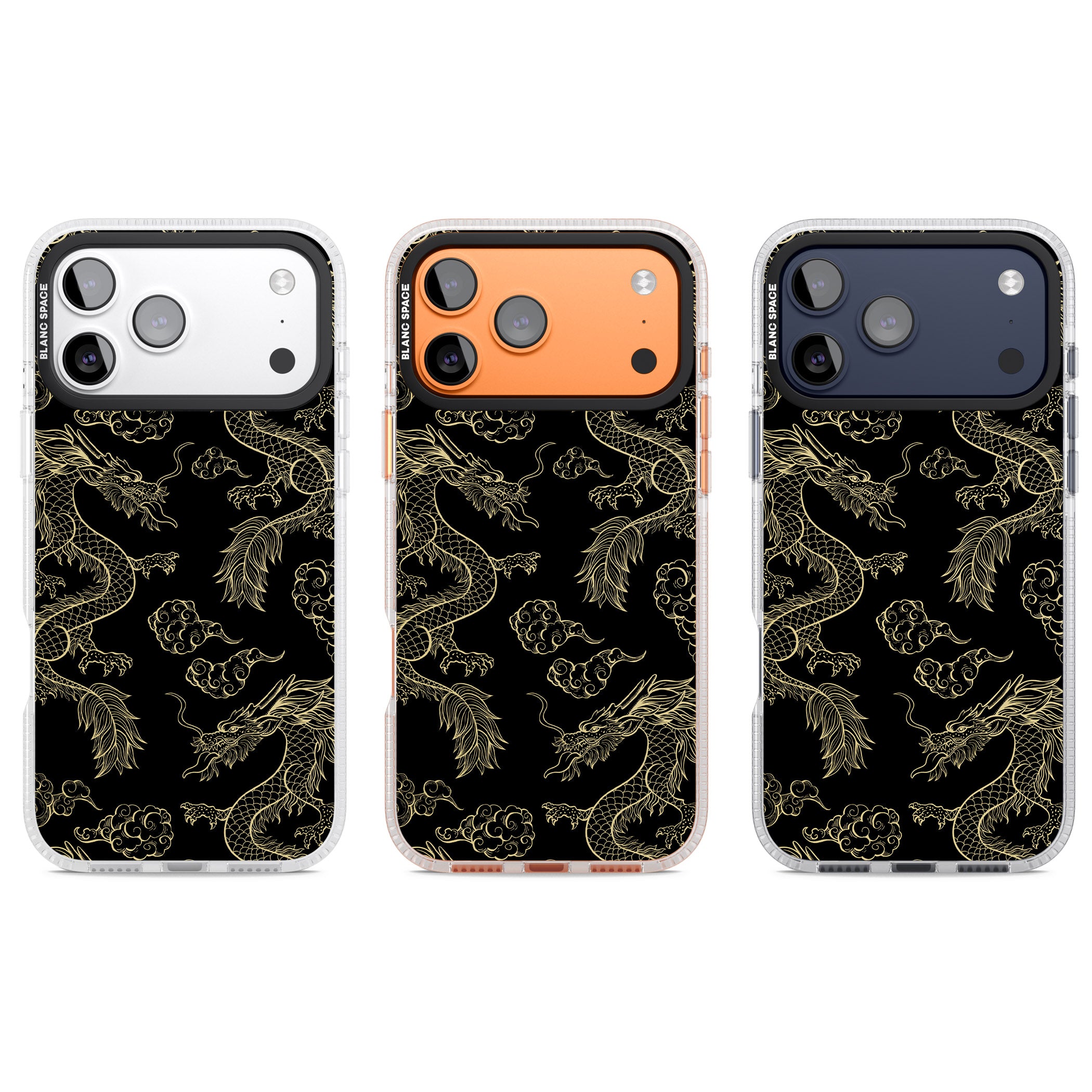 Black And Gold Dragon Pattern iPhone 17 Pro Impact Air Clear Phone Case APT Impact Protection