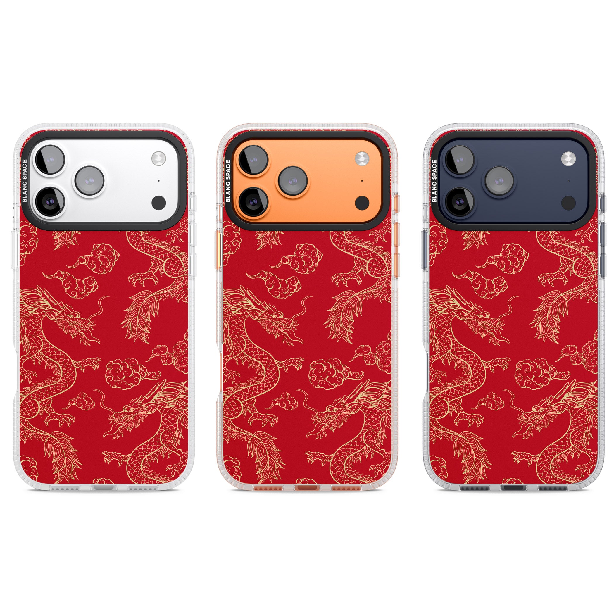 Red And Gold Dragon Pattern iPhone 17 Pro Impact Air Clear Phone Case APT Impact Protection