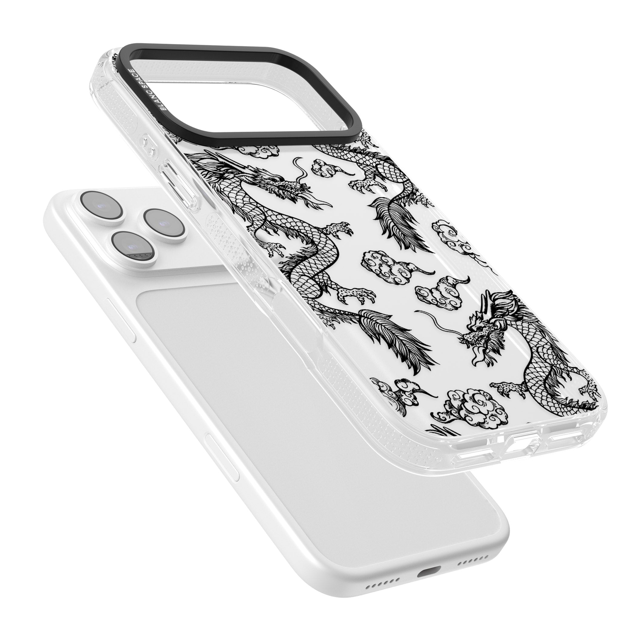 Black Dragon Pattern iPhone 17 Pro Impact Air Clear Phone Case Colours