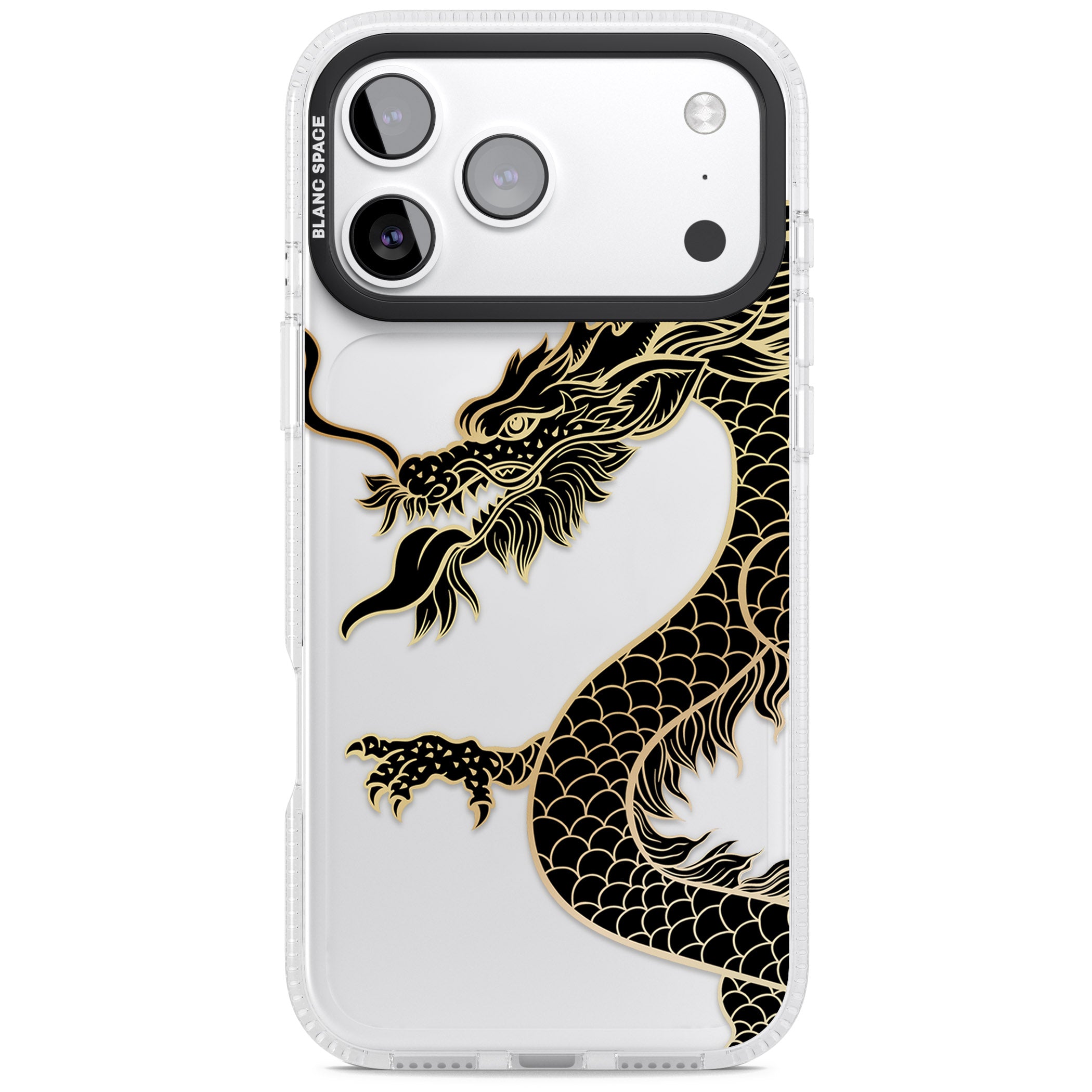 Large Black Dragon iPhone 17 Pro Impact Air Clear Phone Case