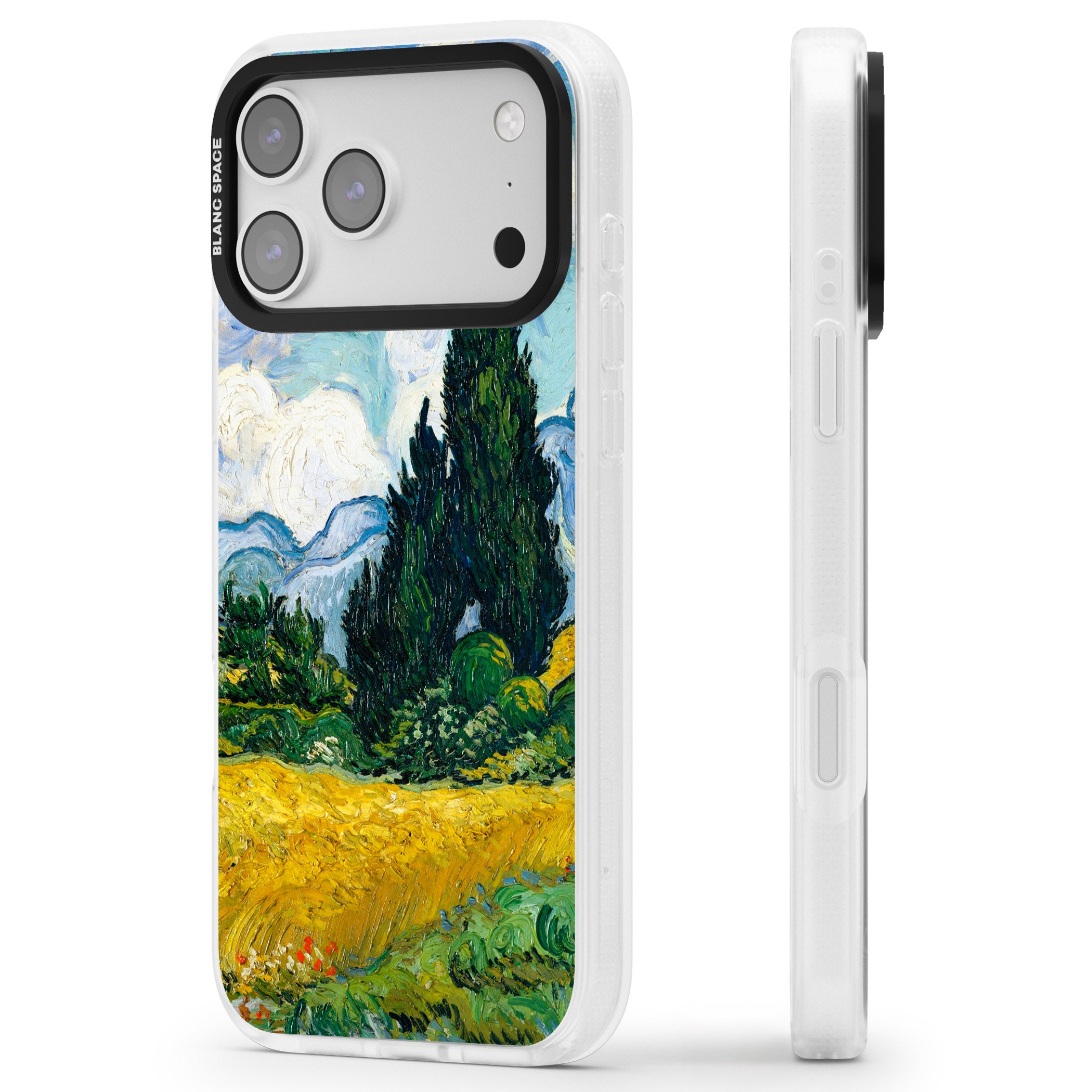 Wheat Field With Cypresses By Vincent Van Gogh iPhone 17 Pro Impact Air Clear Phone Case Side Profile