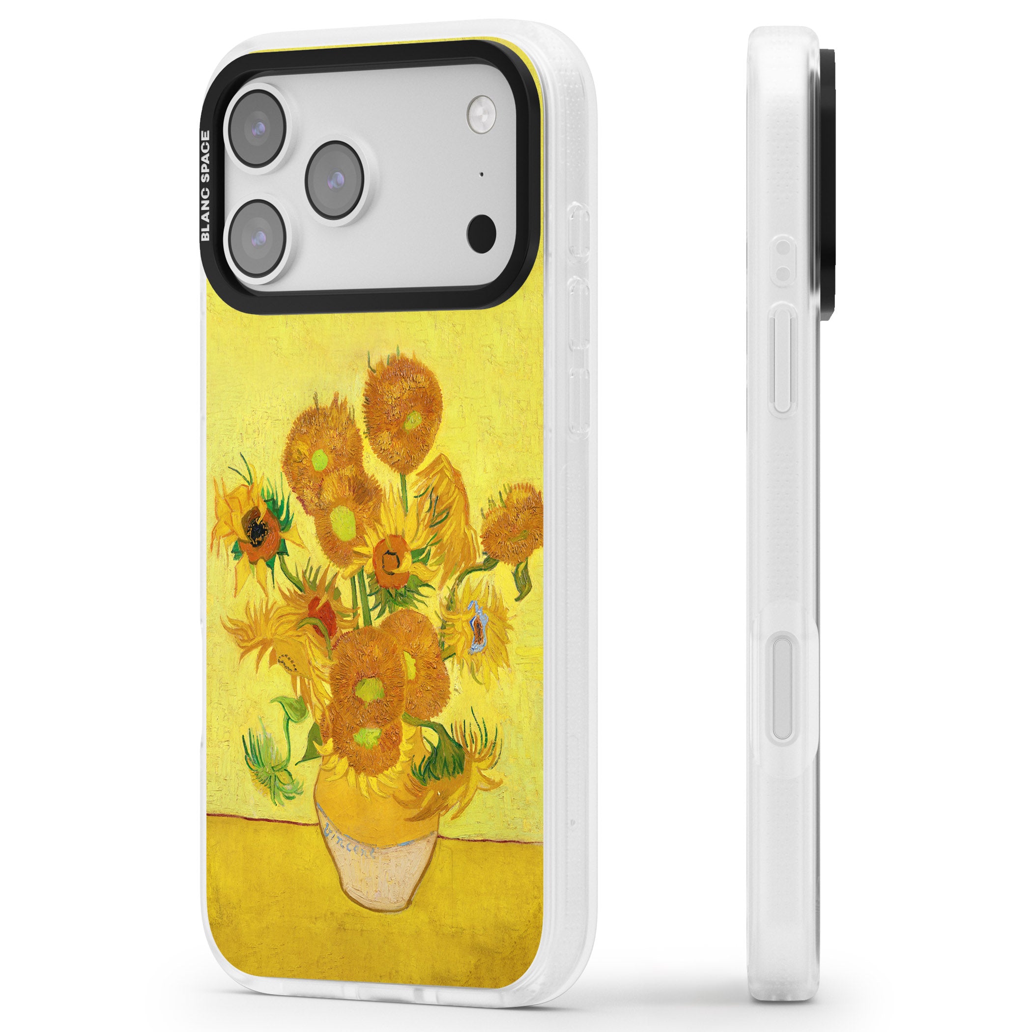 Sunflowers iPhone 17 Pro Impact Air Clear Phone Case Side Profile