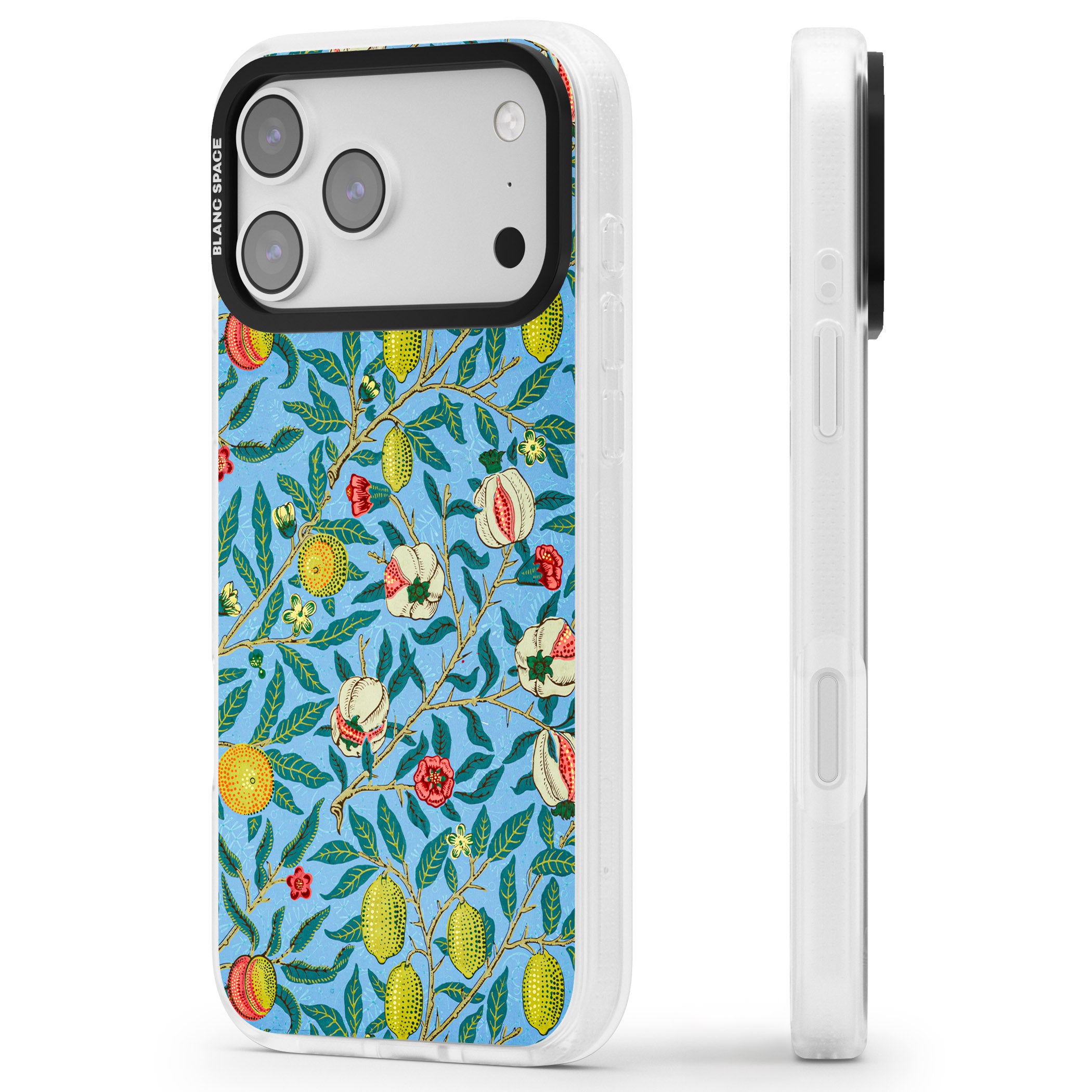 Vintage Fruits iPhone 17 Pro Impact Air Clear Phone Case Side Profile