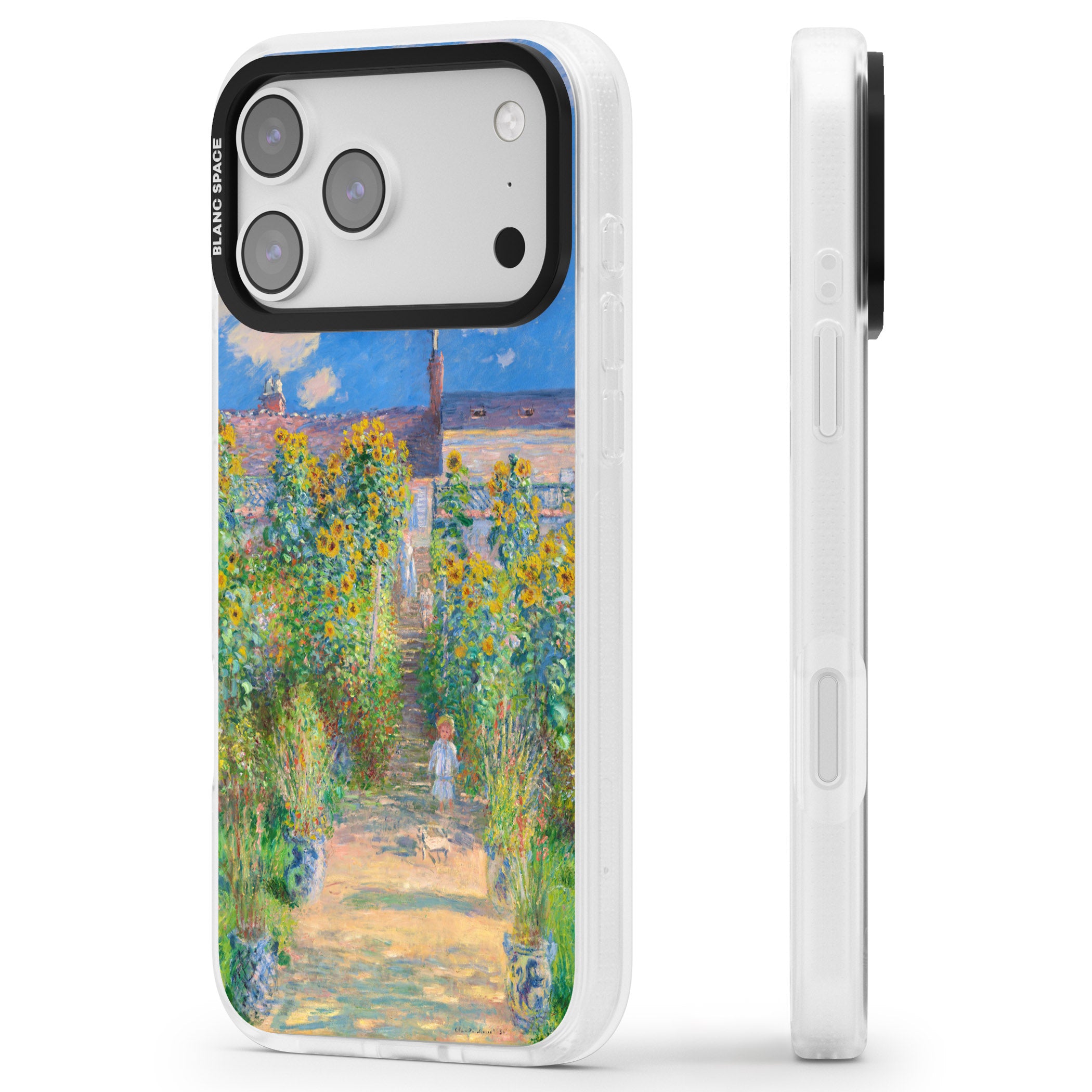 Garden at Vetheuil iPhone 17 Pro Impact Air Clear Phone Case Side Profile