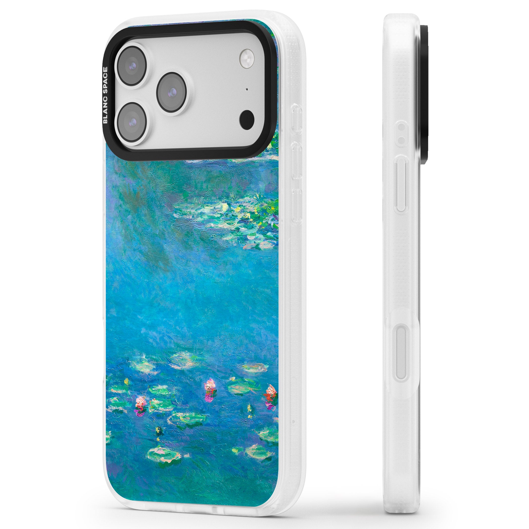 Water Lilies iPhone 17 Pro Impact Air Clear Phone Case Side Profile